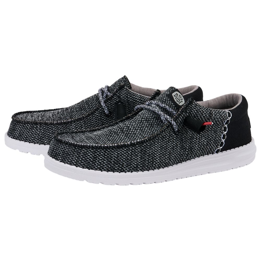 HEYDUDE Wally Funk Open Mesh Casual Shoes for Men - Black/White - 8M