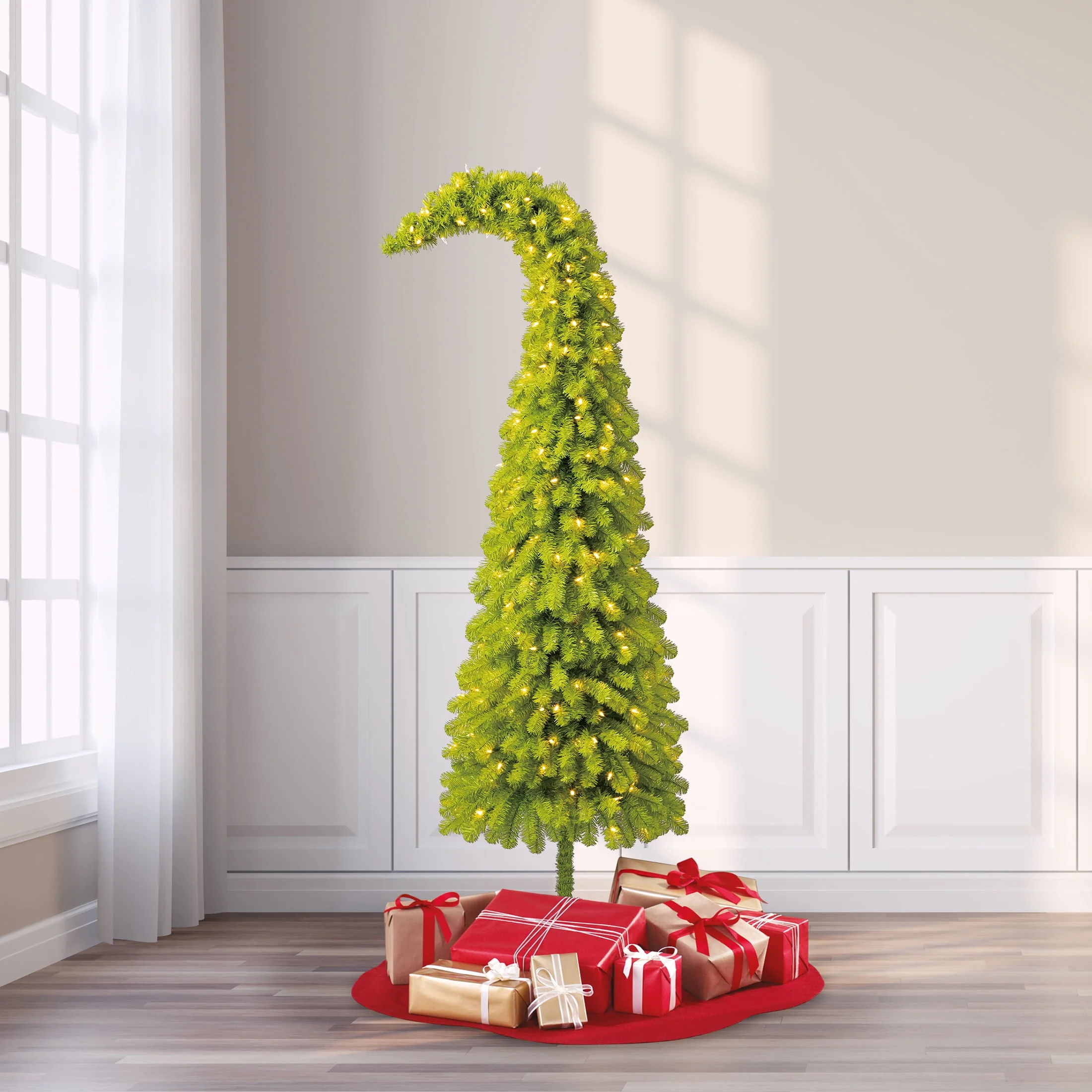 Holiday Time 6-Foot Lawndale Spruce Artificial Christmas Tree, Curved Silhouette, Green - Material: PVC - Image 8