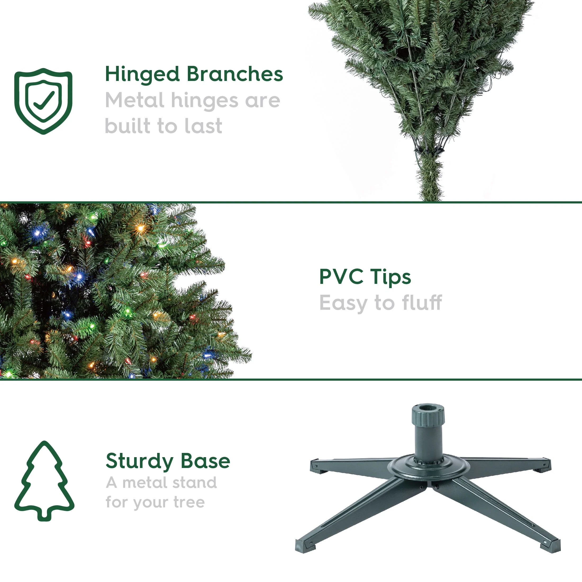 Holiday Time 7-Foot Duncan Fir Artificial Christmas Tree, Pre-Lit with 350 Color-Changing LED Lights, Quick Set Design, Green - Image 5