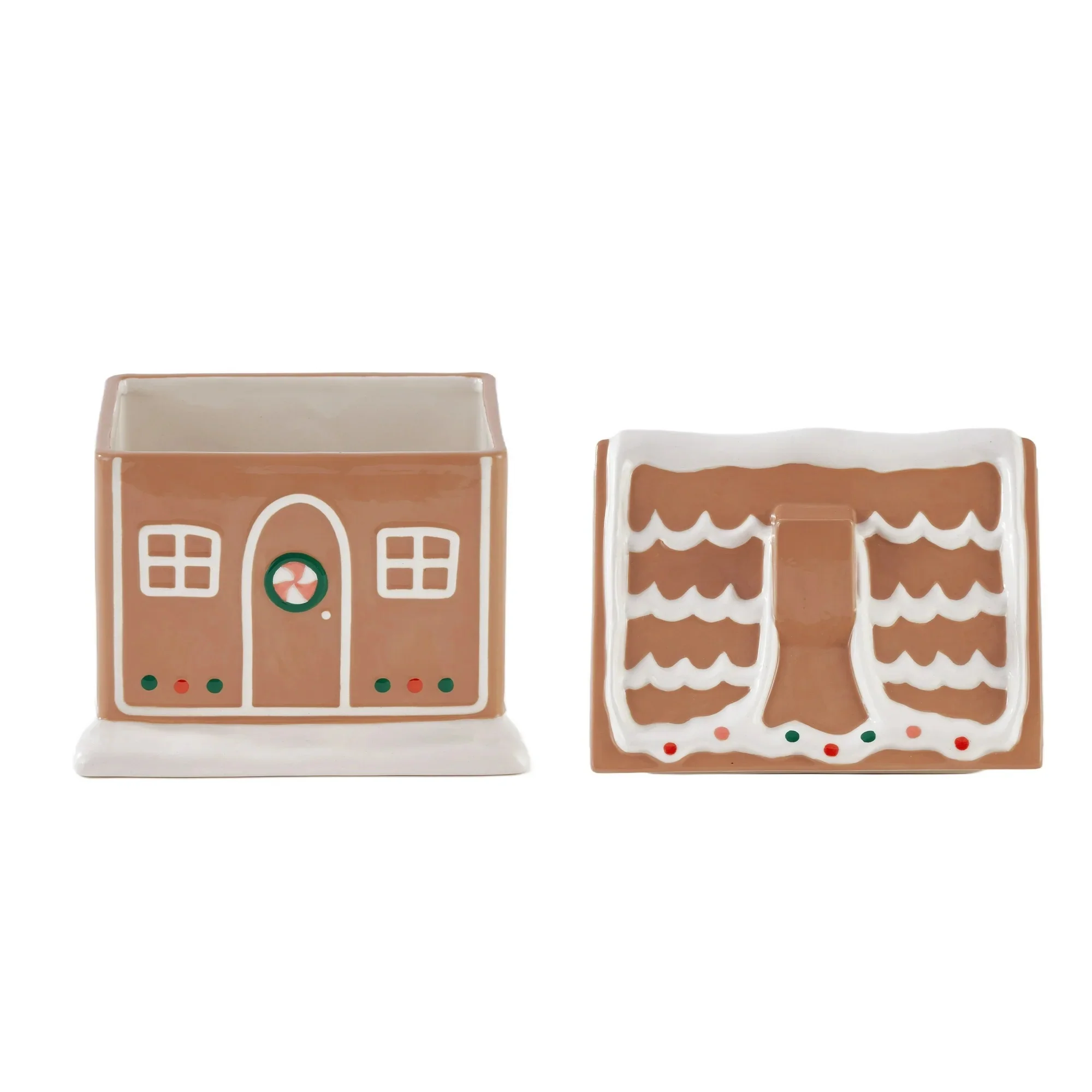 Holiday Time HT46100000033CH Ceramics Gingerbread House Cookie Jar, Ceramic Cookie Jar for Kitchen Counter, Gingerbread House