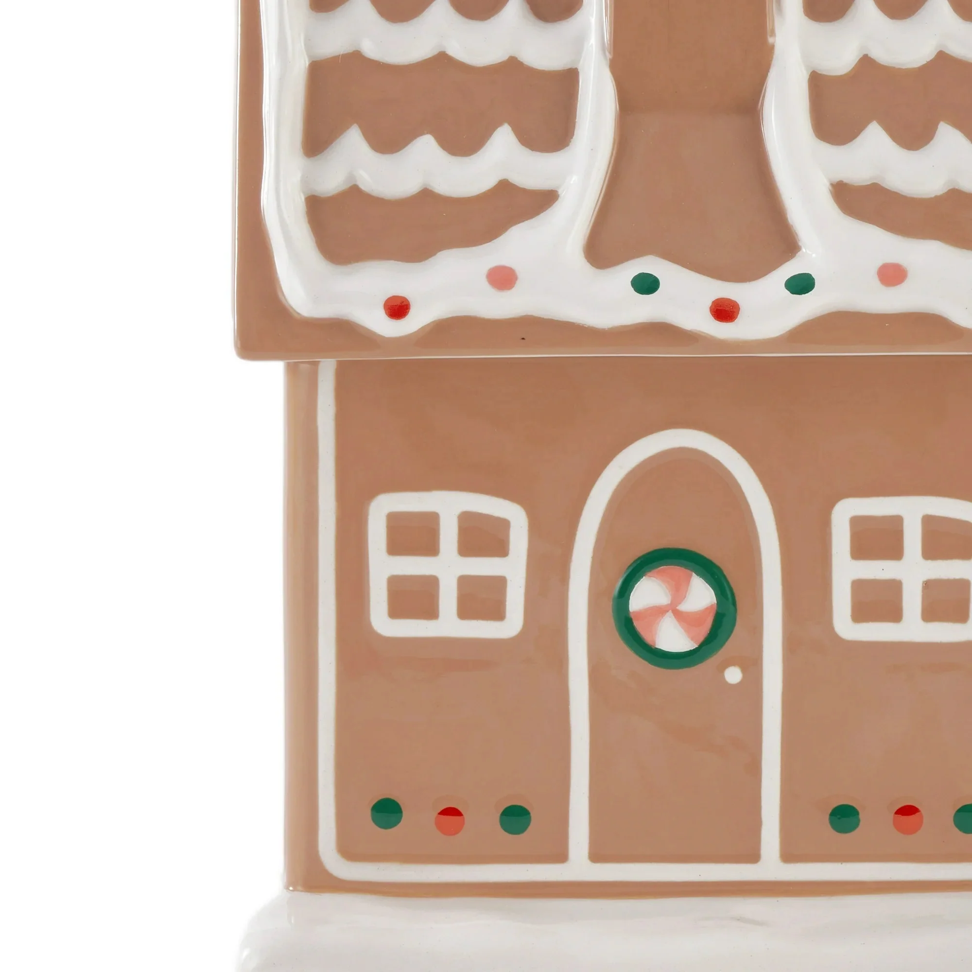 Holiday Time HT46100000033CH Ceramics Gingerbread House Cookie Jar, Ceramic Cookie Jar for Kitchen Counter, Gingerbread House - Image 3
