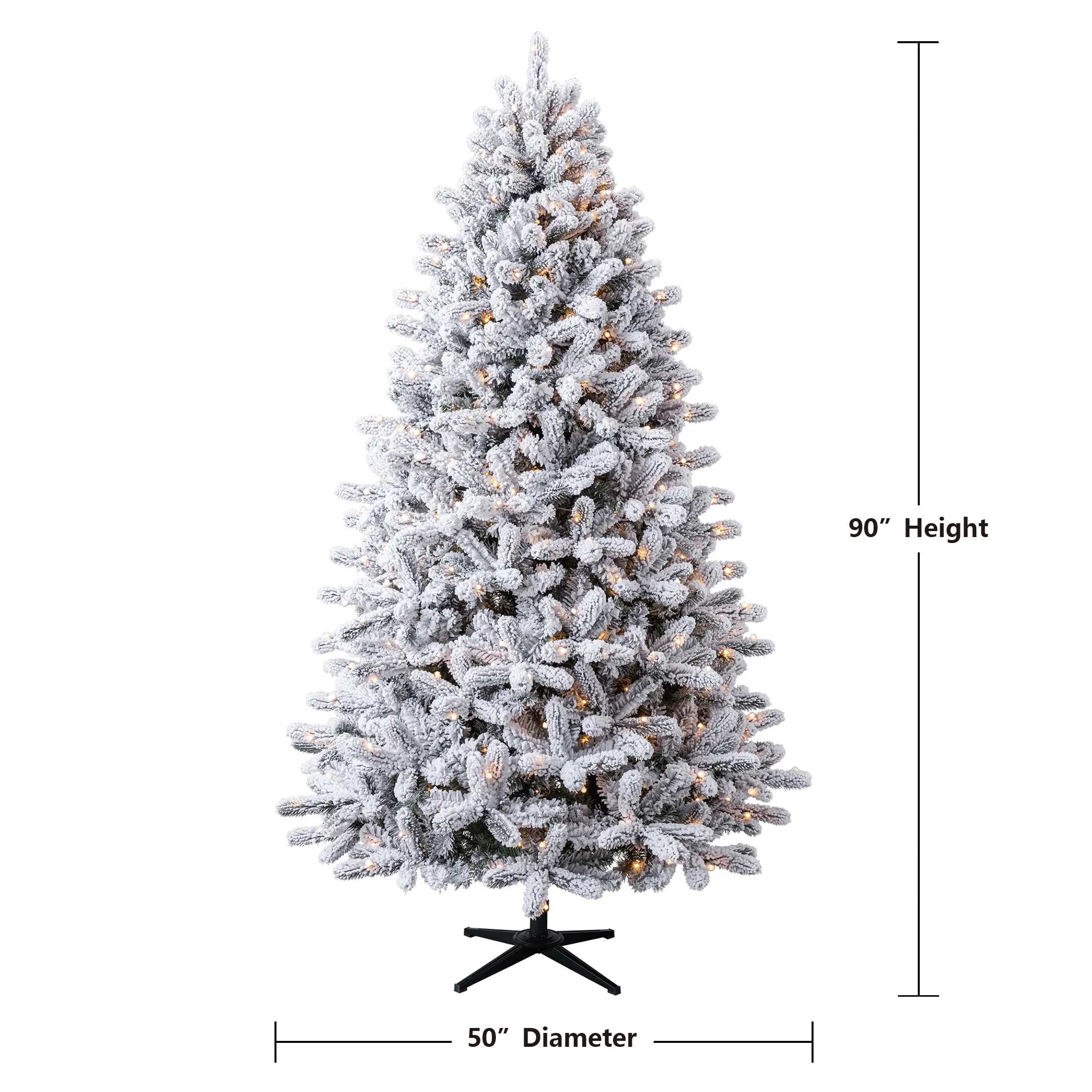 Holiday Time SG76P4KAEL02 7.5' Pre-Lit Birchwood Fir Green Flocked Artificial Christmas Tree with Warm White Twinkle LED Lights - Image 4