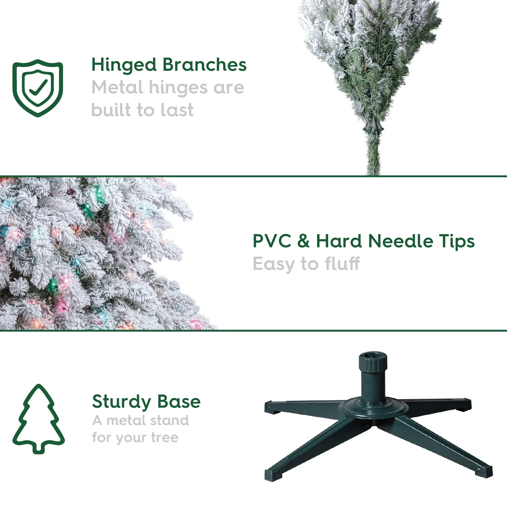 Holiday Time TG76M2N04D01 7.5' Pre-Lit Lincoln Pine Green Flocked Artificial Christmas Tree - Image 3
