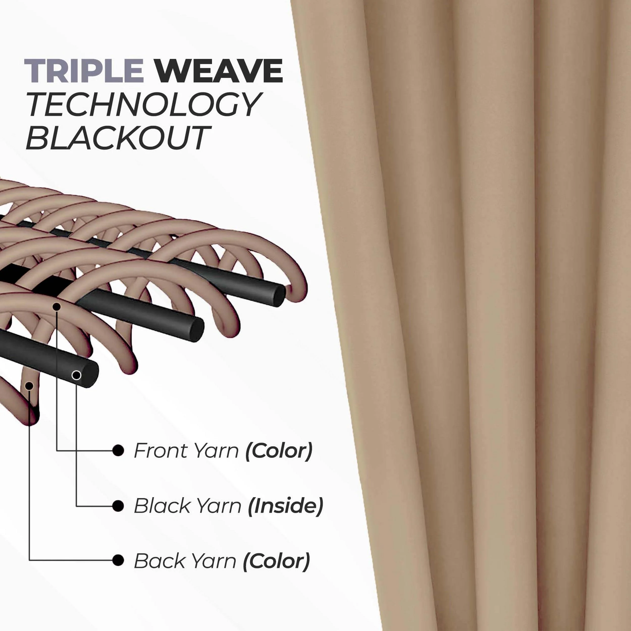 Home City Inc. Solid Blackout Back Tab Curtain Panel Set, Thermal Insulating, Smoked Ash, 52 in x 108 in, 2 Pack - Image 9