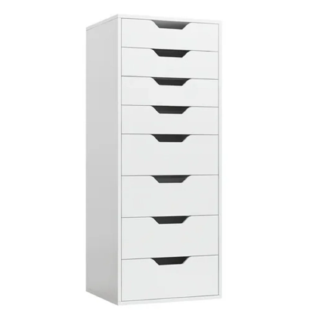 Homfa FMD-140 8 Drawer Wood Bedroom Dresser, Tall Chest of Drawer for Closet, Living Room, White - Image 2