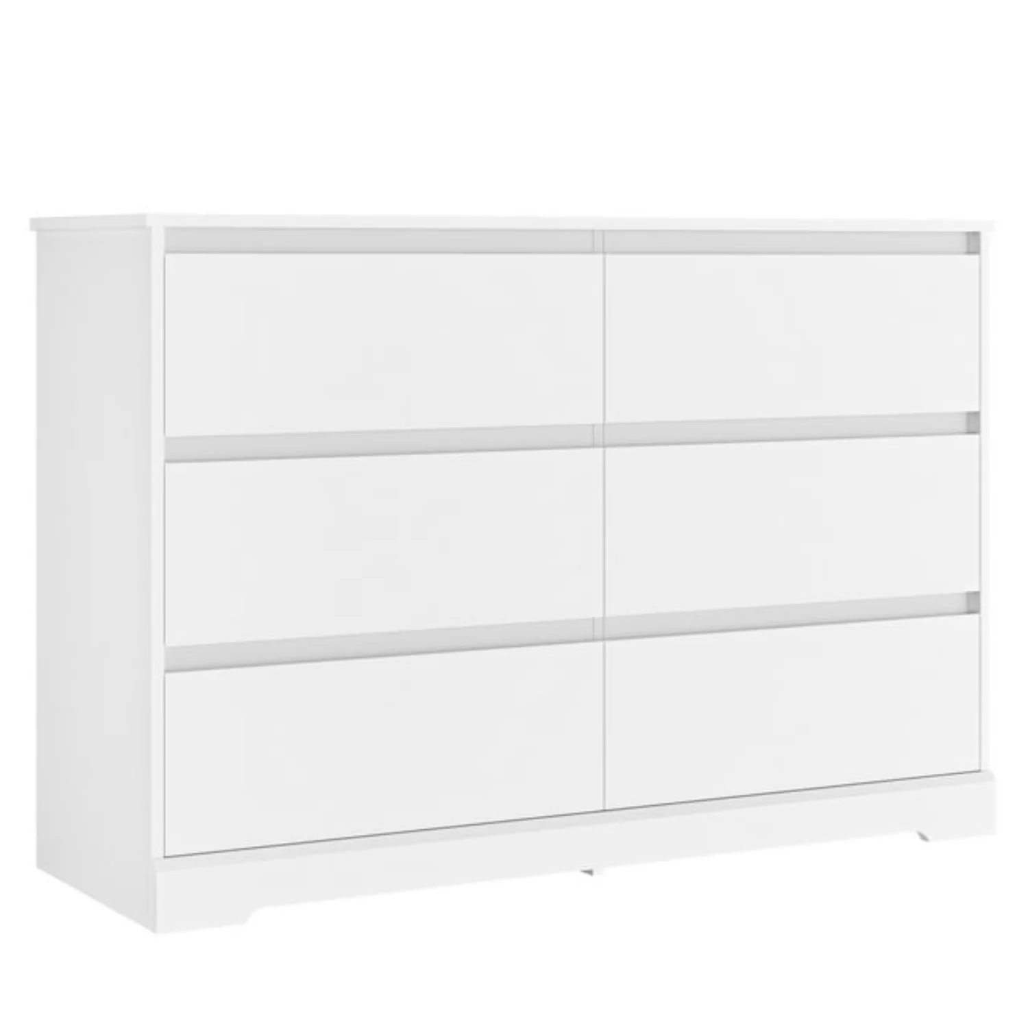 Homfa FMD-233 6 Drawer Double Dresser 47.2 Inch Wood Storage Side Cabinet, White - Image 2