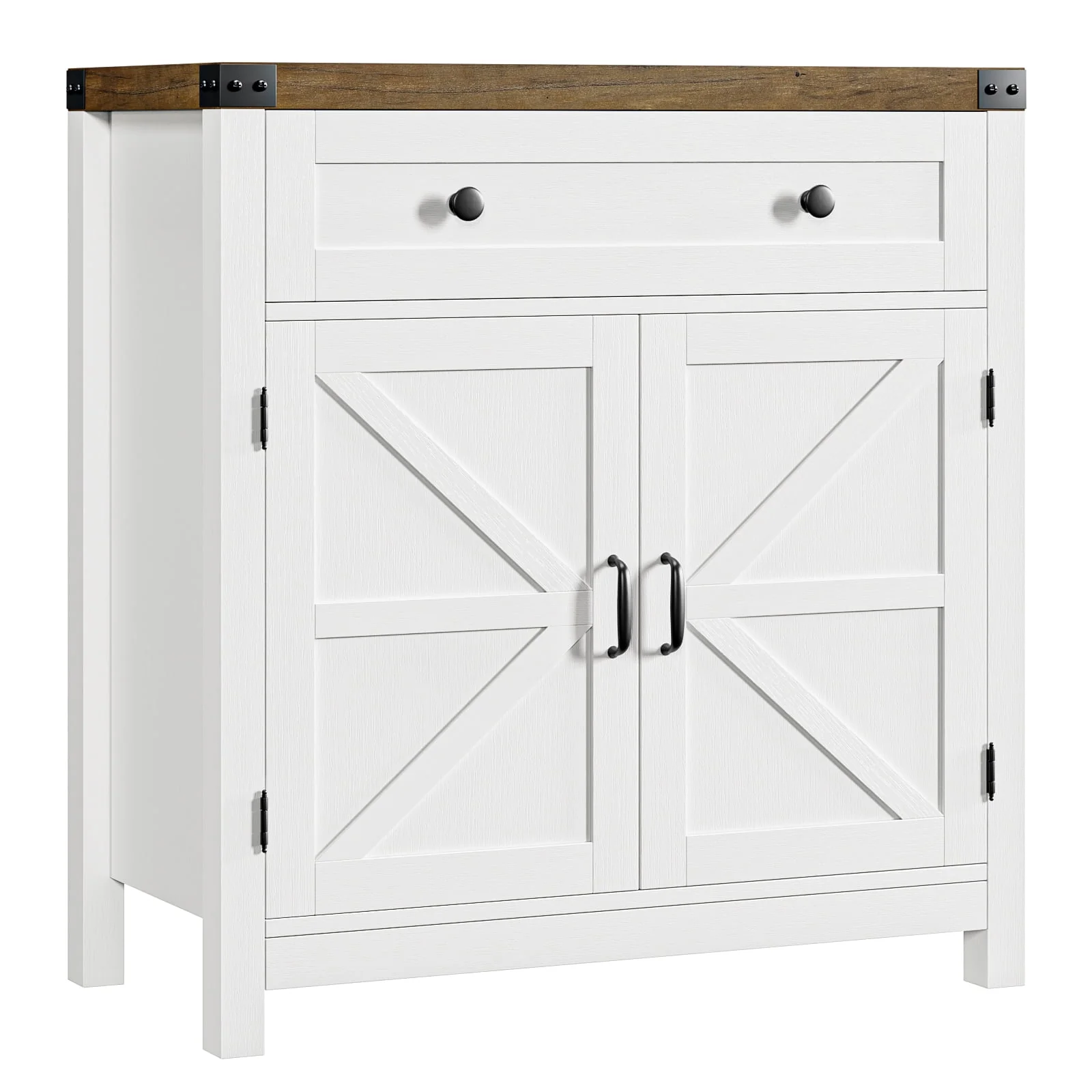 Homfa Kitchen Buffet Sideboard with Drawer, Adjustable Shelves, Rustic Brown, Compact Farmhouse Storage - Image 5