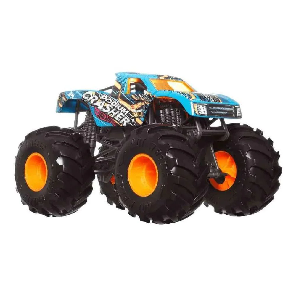 Hot Wheels Podium Crasher Oversized 1:24 Scale Metal Pull-Back Monster Truck, Black, 19473 - Image 3