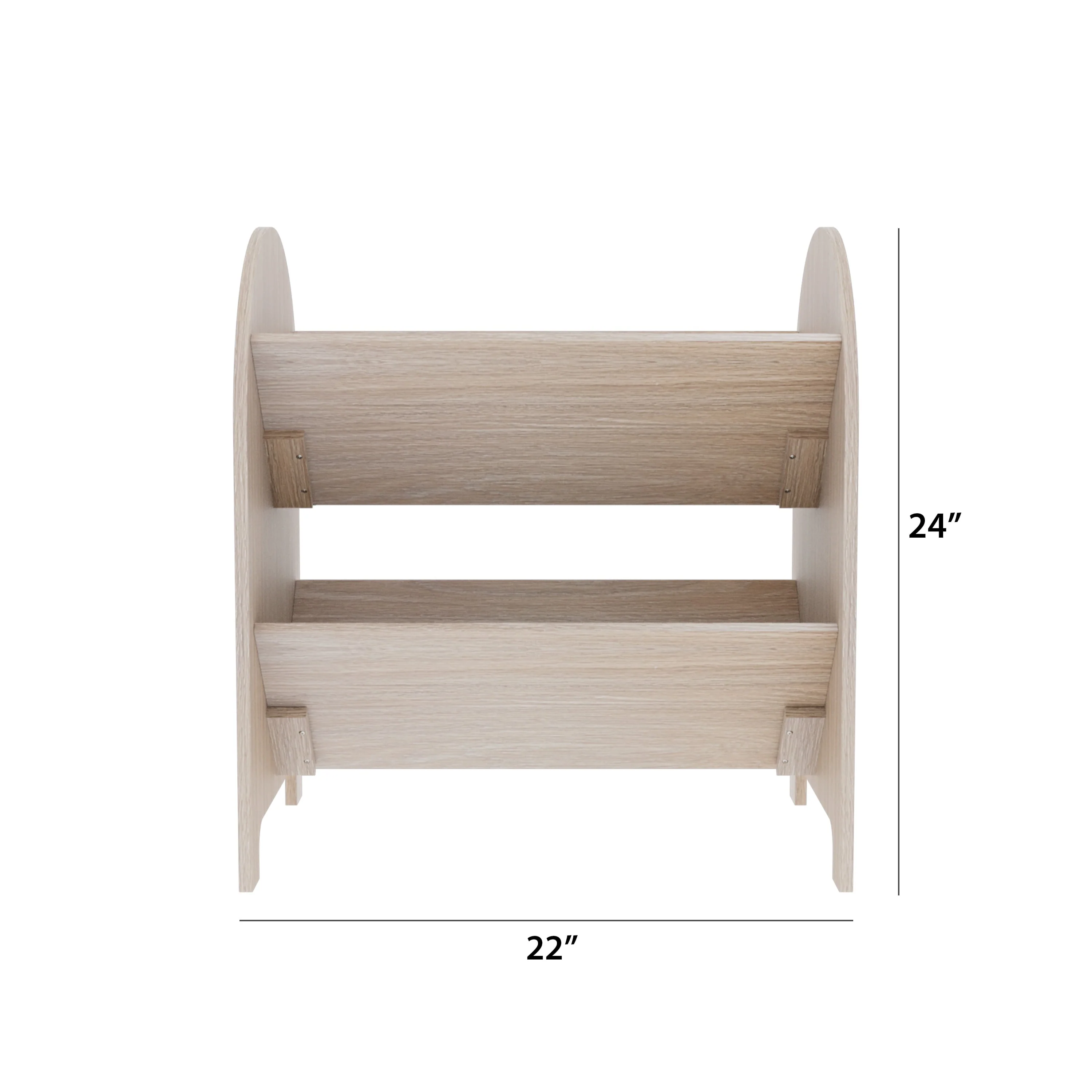 House of Happy Arched Storage Unit with Built-In Chalkboard, Natural Finish, Two-Tier Bookshelf - Image 4