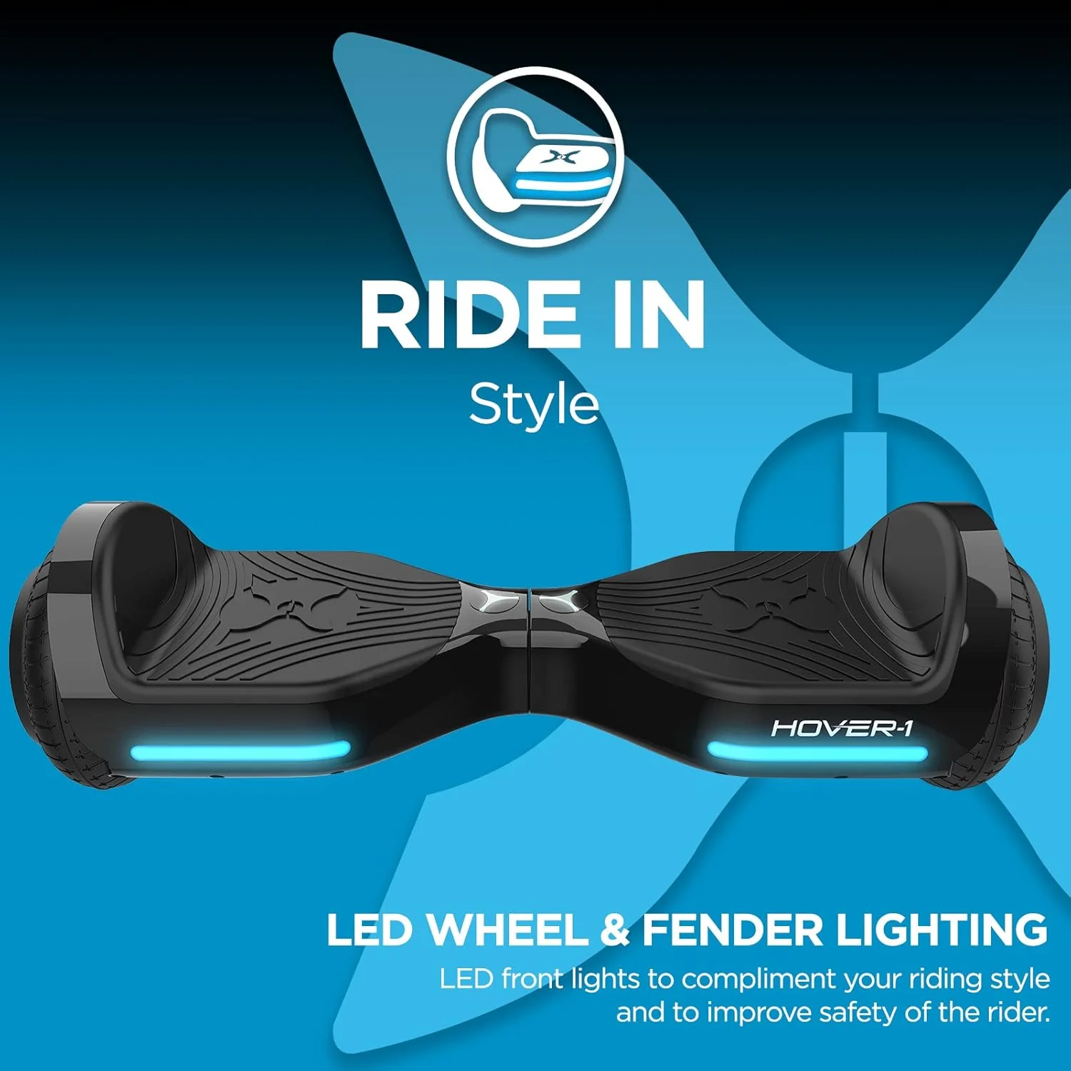 Hover-1 H1-AXL-BLK Axle Hoverboard 7MPH Top Speed, 3MI Range, LED Headlights & Wheels, Easy to Learn for Kids/Youth, Black - Image 3