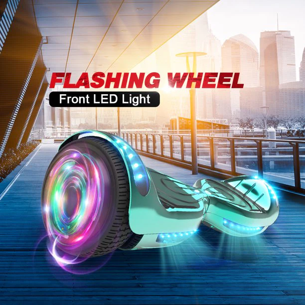Hoverstar 6.5" Self Balancing Wheel Electric Scooter w/Bluetooth Speaker Led Light, Chrome Turquoise - Image 3