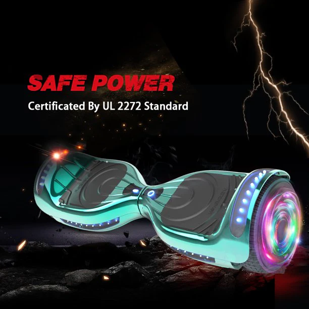 Hoverstar 6.5" Self Balancing Wheel Electric Scooter w/Bluetooth Speaker Led Light, Chrome Turquoise - Image 5