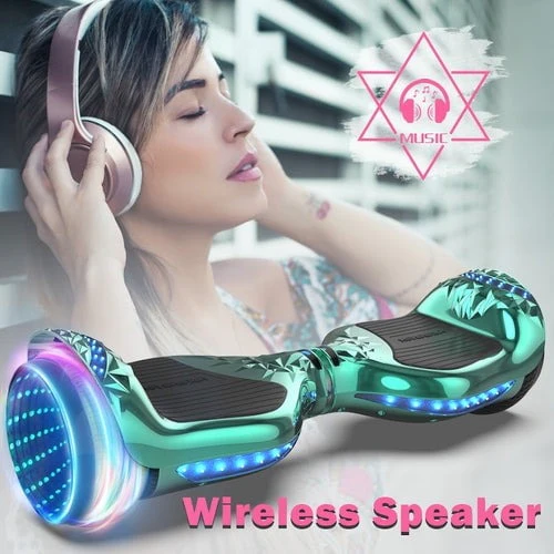 Hoverstar Bluetooth Self-Balance Crystal Light Wheel Hoverboard, Turquoise - Image 2