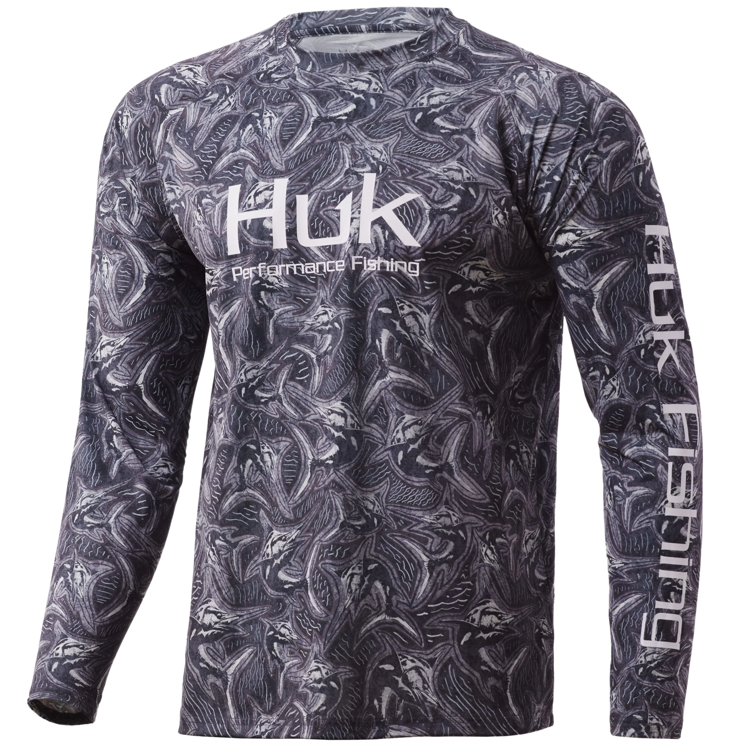 Huk KC Marlin Mayhem Long-Sleeve Shirt for Men - Iron - S - Image 3