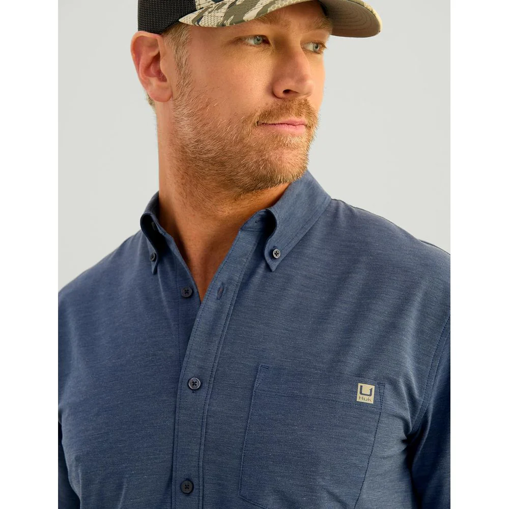 Huk Kona Solid Short-Sleeve Button-Down Shirt for Men - Naval Academy - L - Image 3
