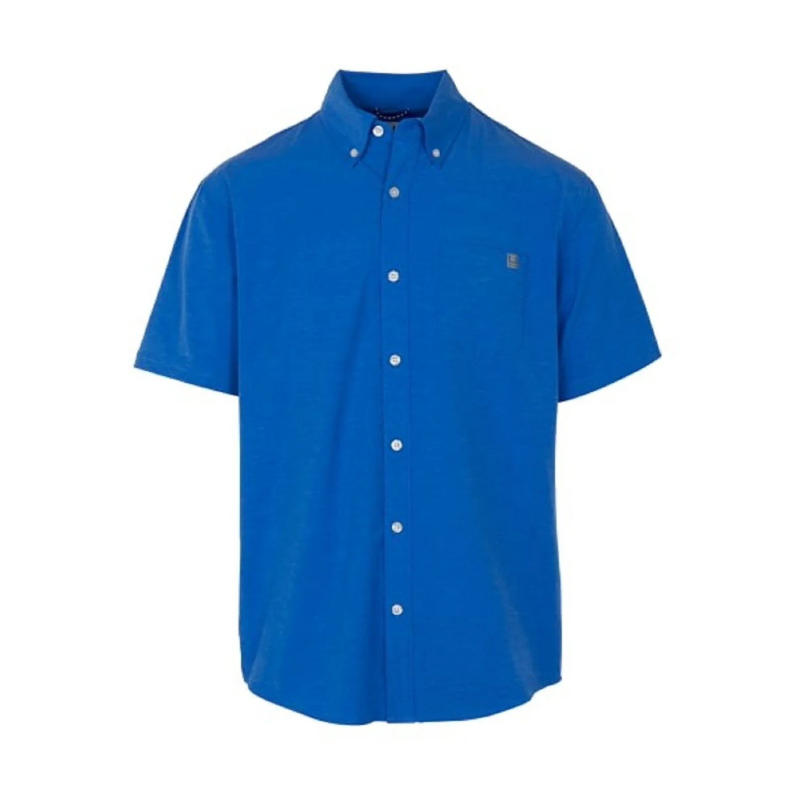 Huk Kona Solid Short-Sleeve Button-Down Shirt for Men - Ocean Blue - 3XL - Image 3