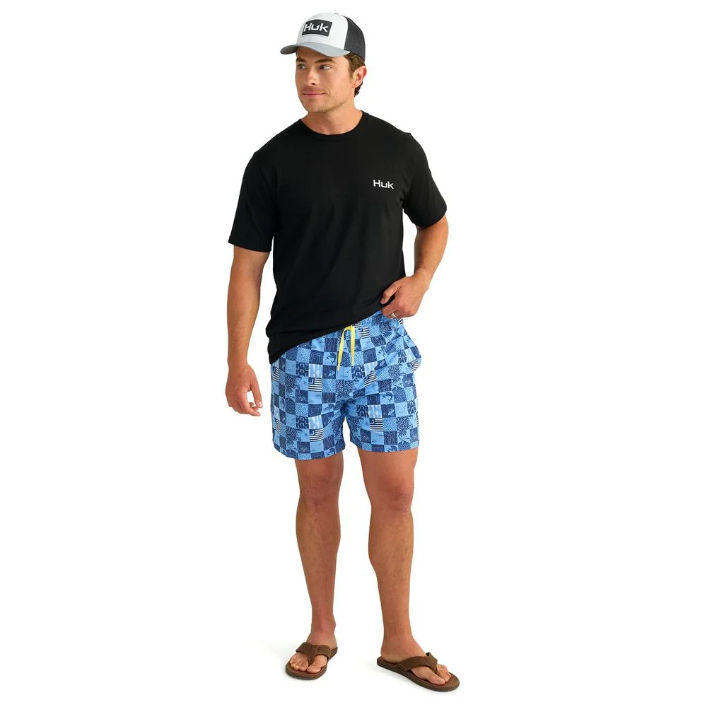 HUK Pursuit Volley Printed Swim Shorts, Quick-Dry, UPF 30+ Sun Protection, Mesh-Lined Pockets, Elastic Waist, Marolina Blue, Medium, H2000227 - Image 2