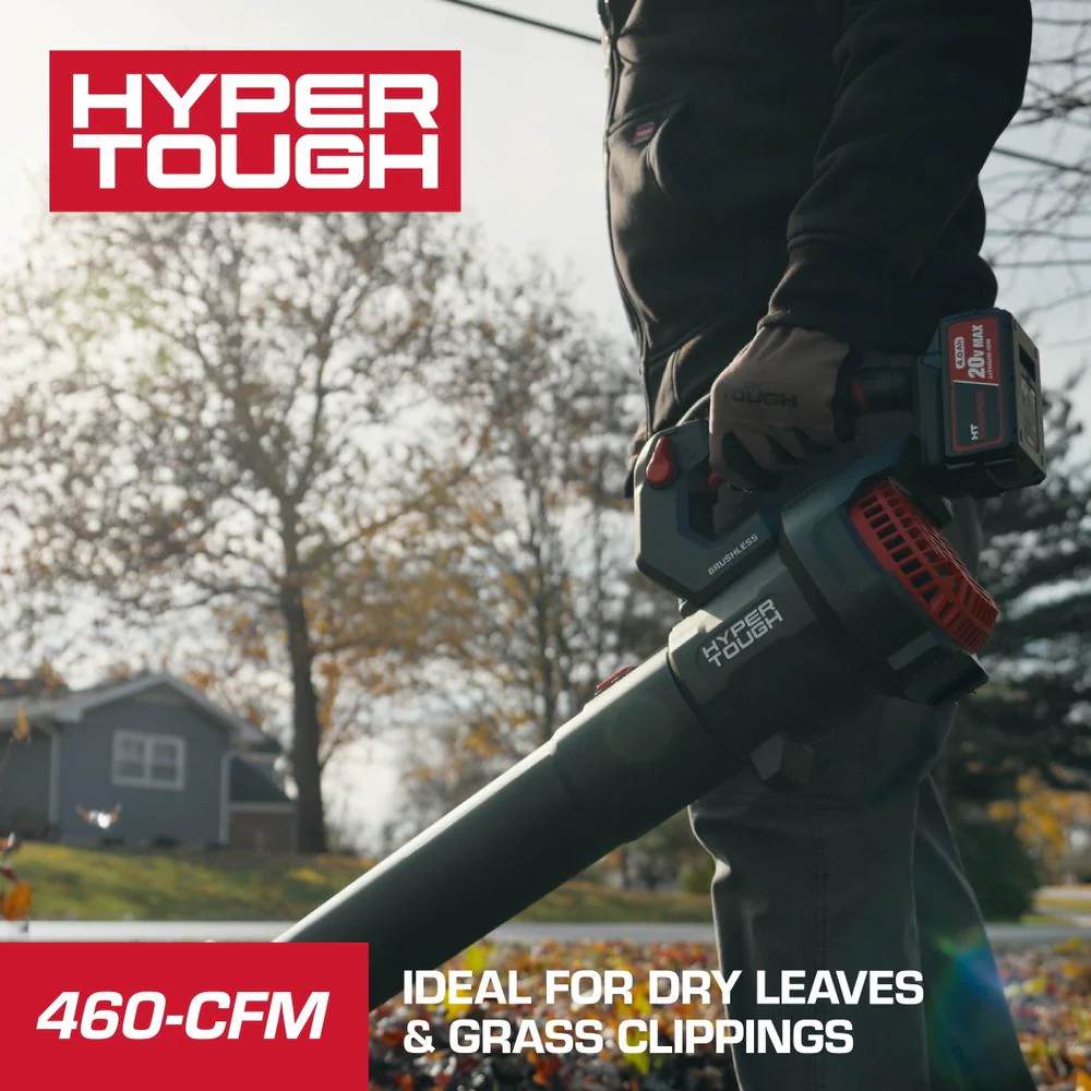 Hyper Tough 20V Brushless Cordless Leaf Blower, 460 CFM, 110 MPH, 4.0Ah Battery, Charging Cable - Image 5