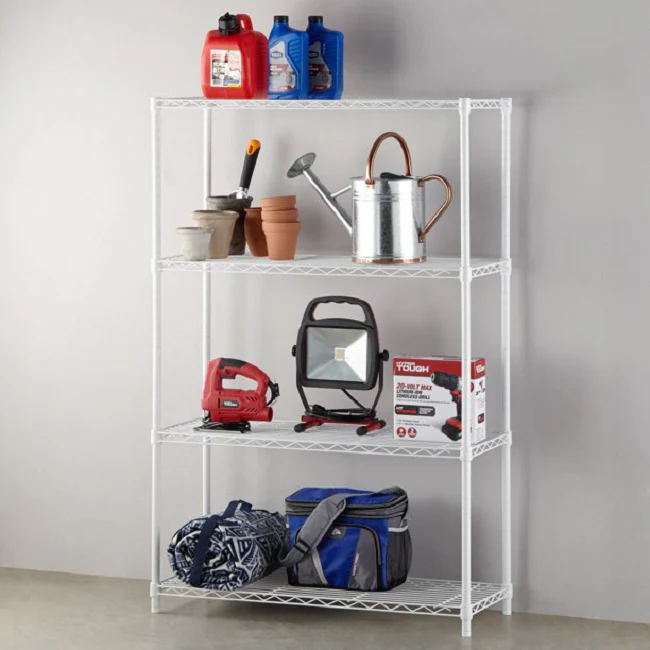 Hyper Tough B35W-1 14"W x 36"D x 54"H 4-Shelf Wire Shelving Unit, White