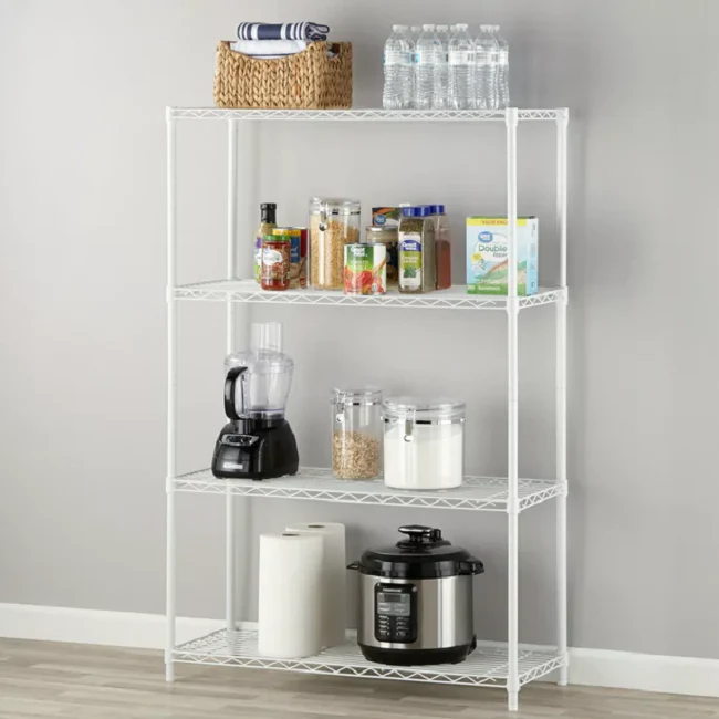 Hyper Tough B35W-1 14"W x 36"D x 54"H 4-Shelf Wire Shelving Unit, White - Image 3