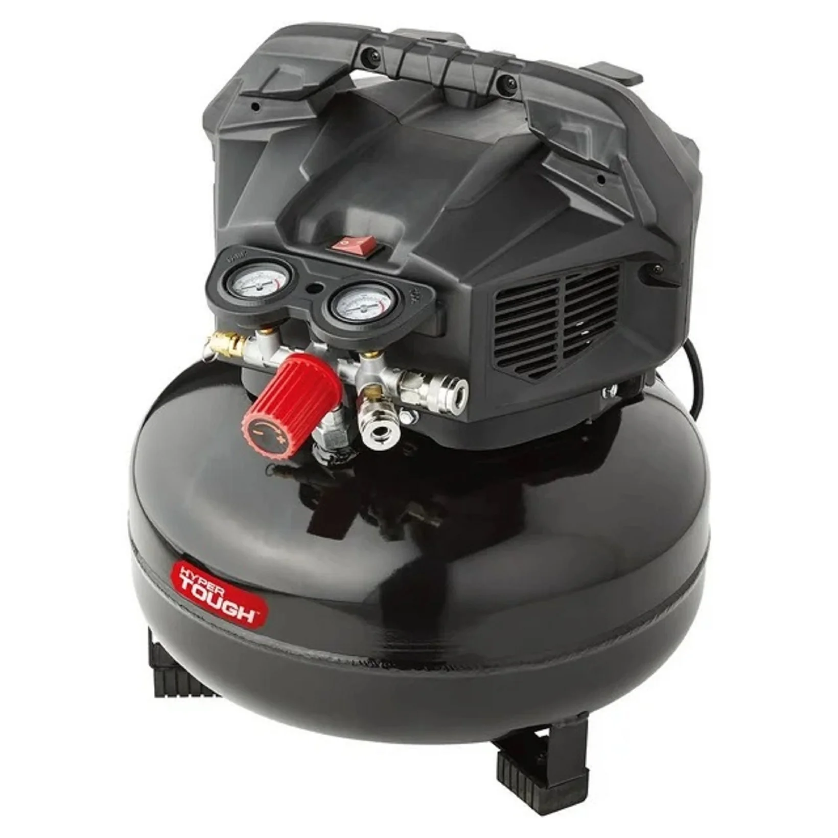 Hyper Tough VACW1523BEMG 6 Gallon Oil Free Pancake Air Compressor, 150 PSI, Black