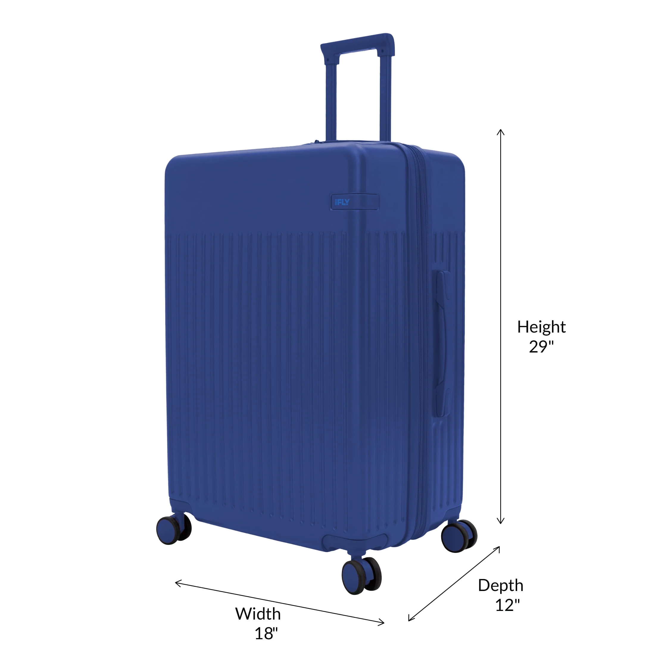 iFLY Hardside Transit 28" Checked Luggage, Lightweight, Expandable, Royal Blue, Spinner Wheels - Image 2