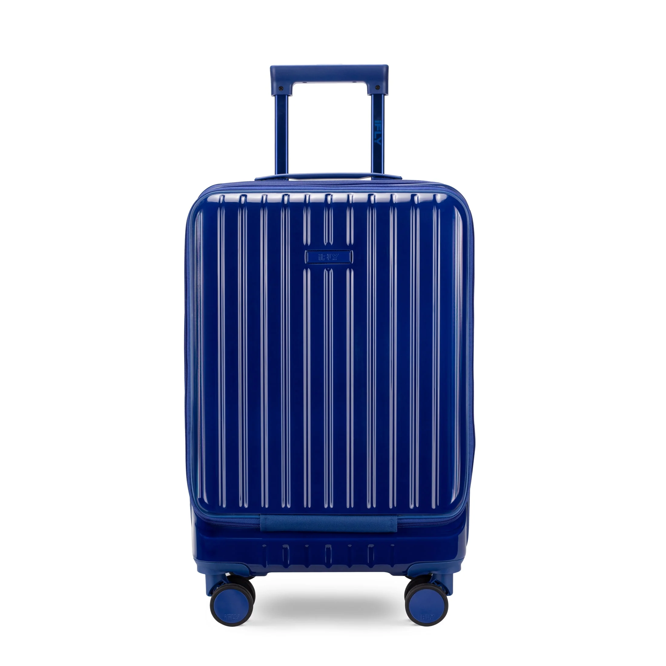 iFLY Odyssey Hardside Luggage Set, Durable ABS/PC Shell, 28" Checked Luggage Gray, 20" Carry-On Navy with Front Pocket, 360 Spinner Wheels, TSA Lock, Expandable