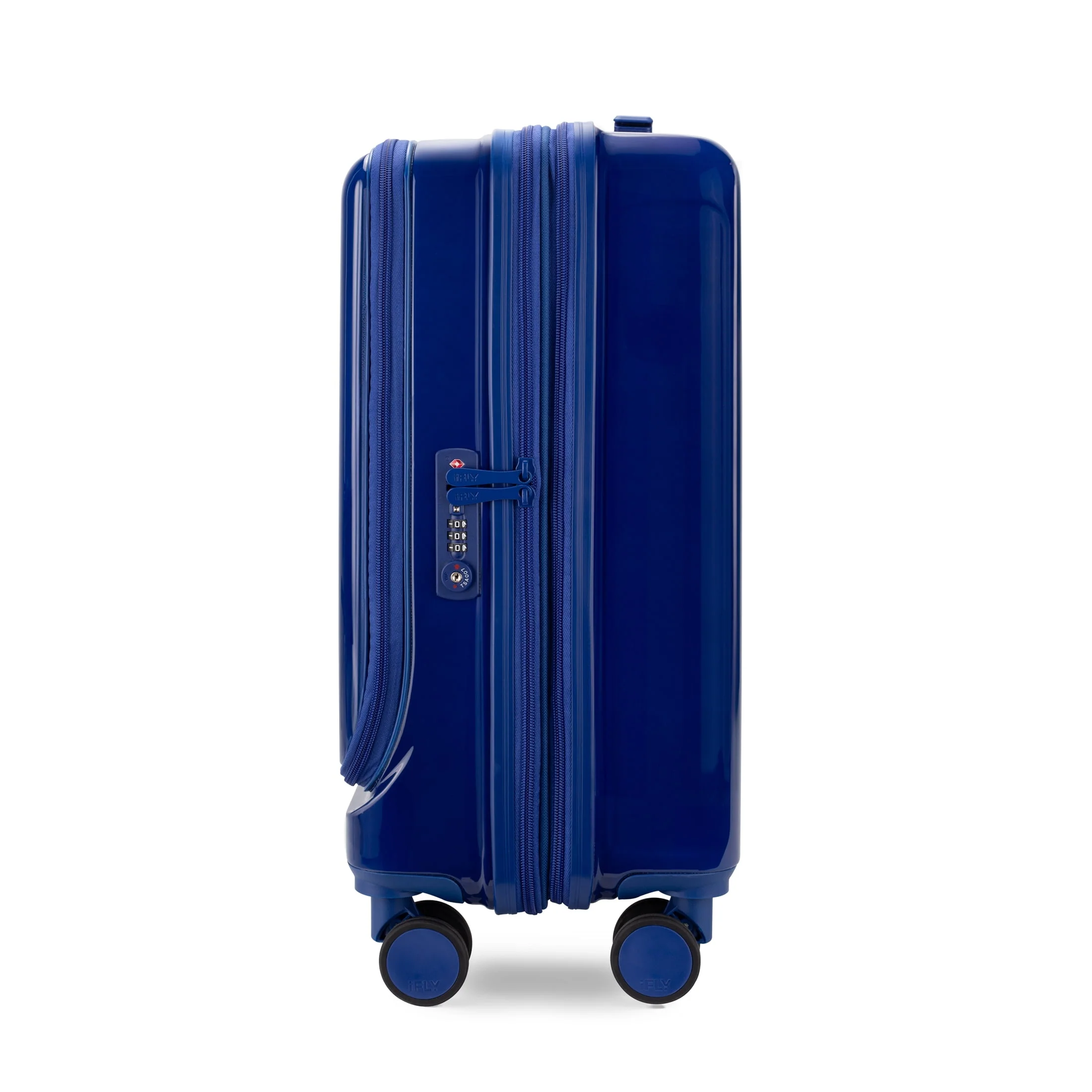 iFLY Odyssey Hardside Luggage Set, Durable ABS/PC Shell, 28" Checked Luggage Gray, 20" Carry-On Navy with Front Pocket, 360 Spinner Wheels, TSA Lock, Expandable - Image 6