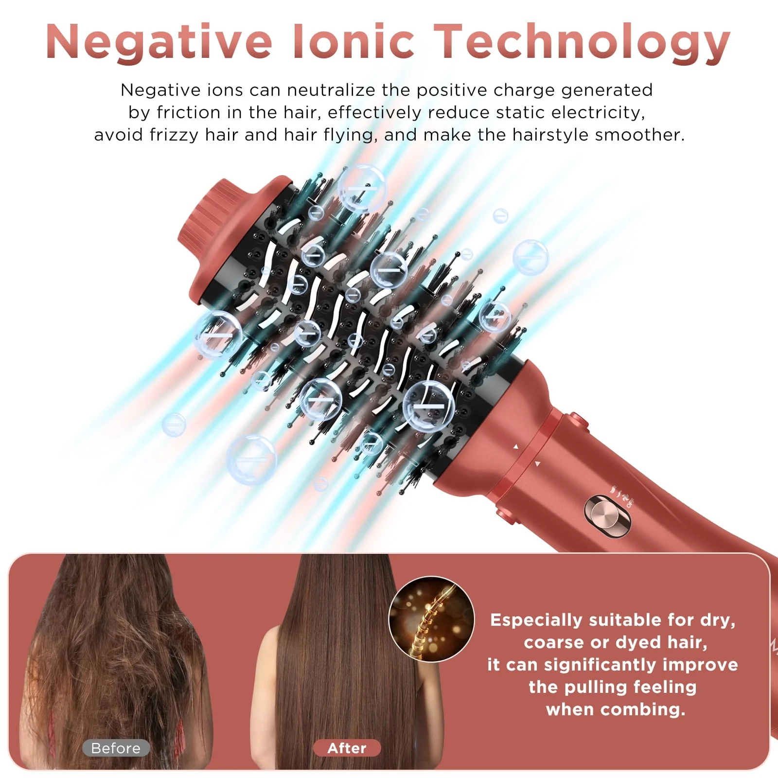 IG INGLAM AB0329-5P 5 in 1 Hair Dryer Brush Blow Dryer Brush for Women, Copper Red - Image 2