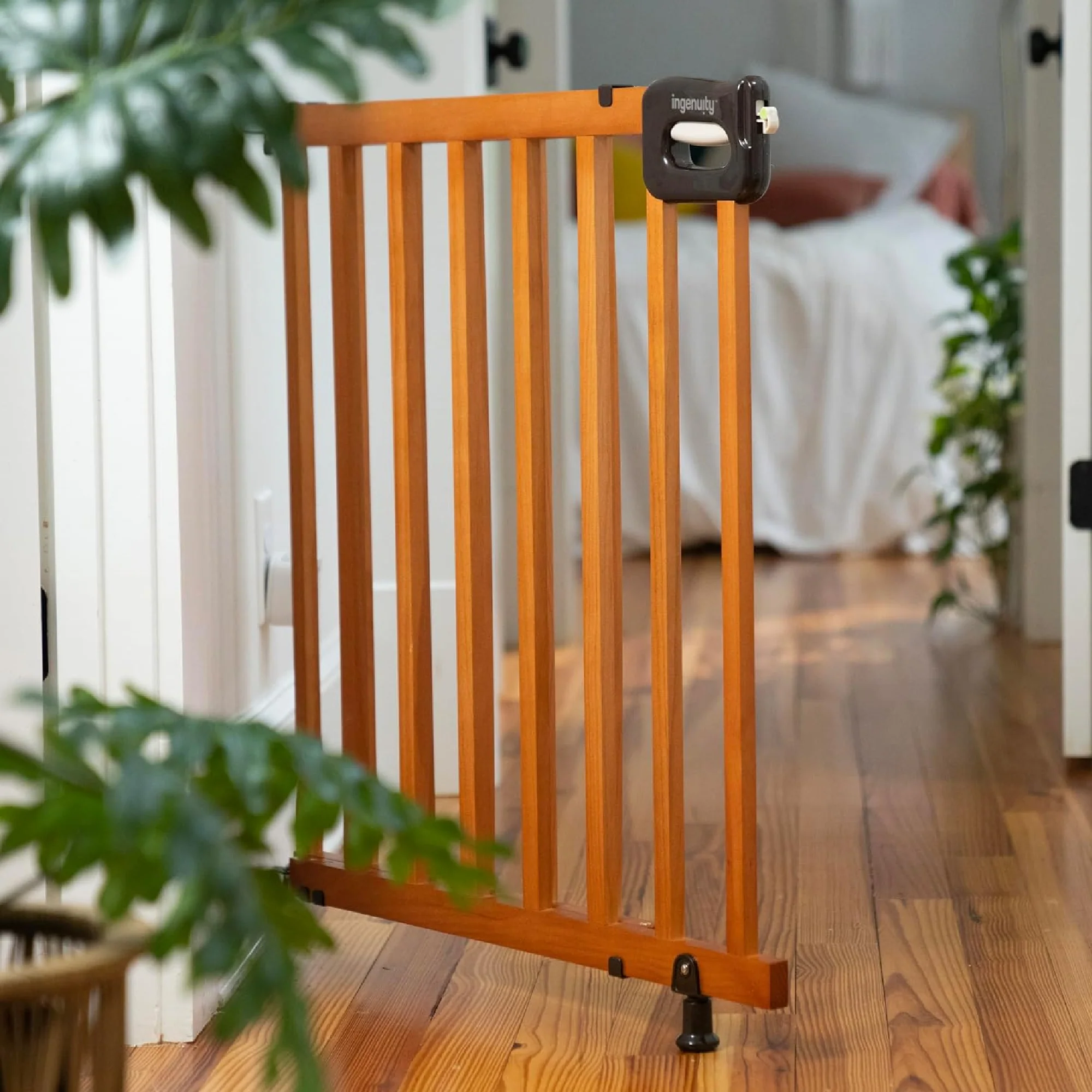 Ingenuity 7950 Wood Banister & Stair Safety Pet and Baby Gate, 32"-48" Wide, 33" Tall, Install Banister to Banister or Wall, Banister and Hardware Mounts - Cherry - Image 3