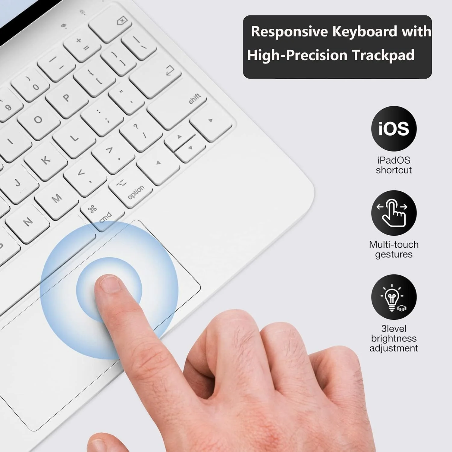 INI Magic Keyboard Case for iPad 10th Gen 10.9-inch and 11th Gen A16, Multi-Touch Trackpad, Backlit Keys, Lightweight Protective Design, Black - Image 3