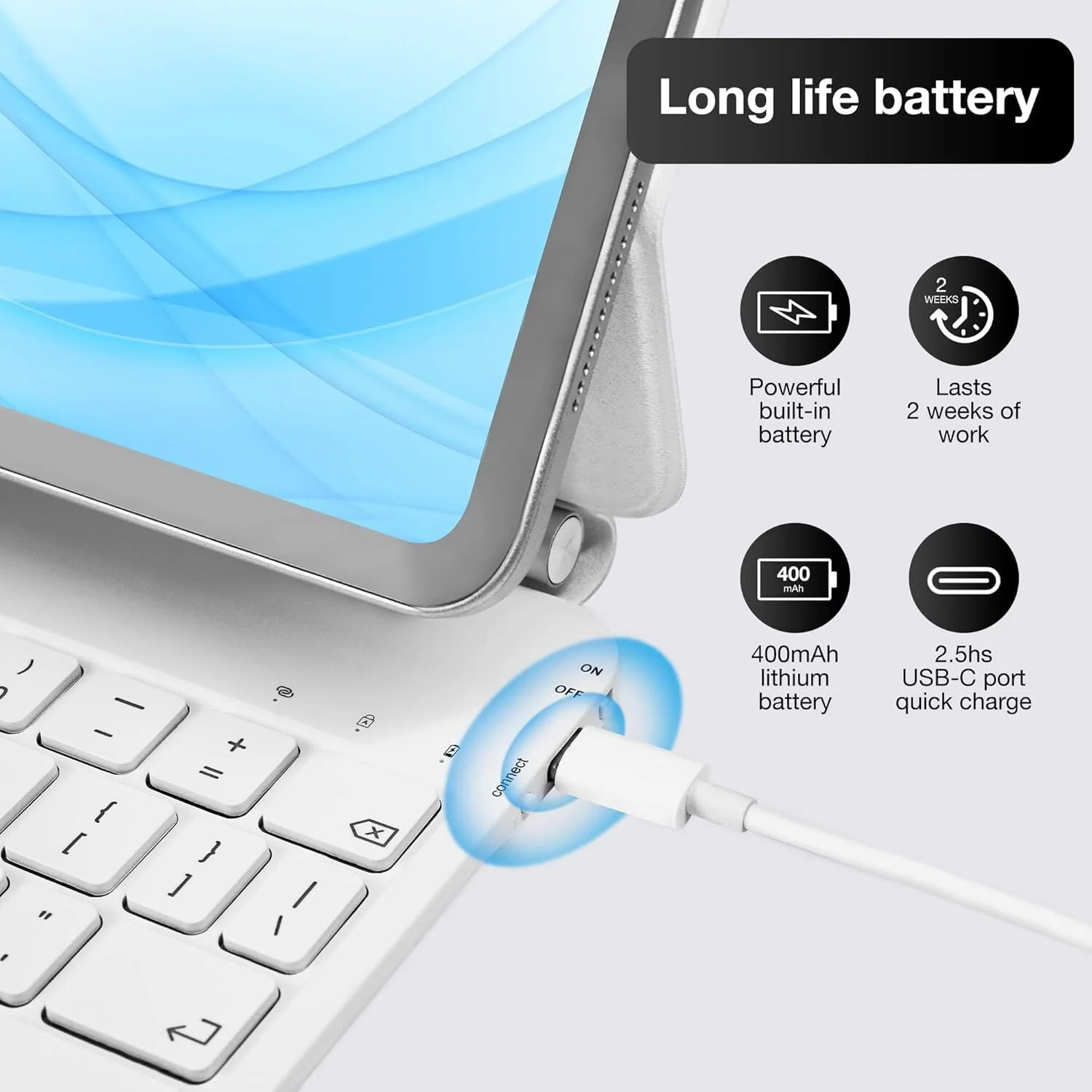 INI Magic Keyboard Case for iPad Pro 11-inch 2024, Magnetic Attachment, Multi-Touch Trackpad, Backlit Keyboard, Lightweight, White and Black - Image 6