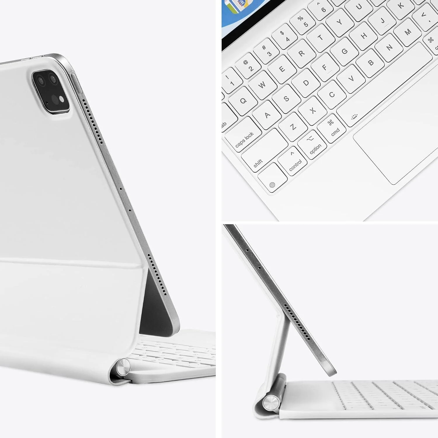 INI Magic Keyboard Case for iPad Pro 11-inch 2024, Magnetic Attachment, Multi-Touch Trackpad, Backlit Keyboard, White - Image 2