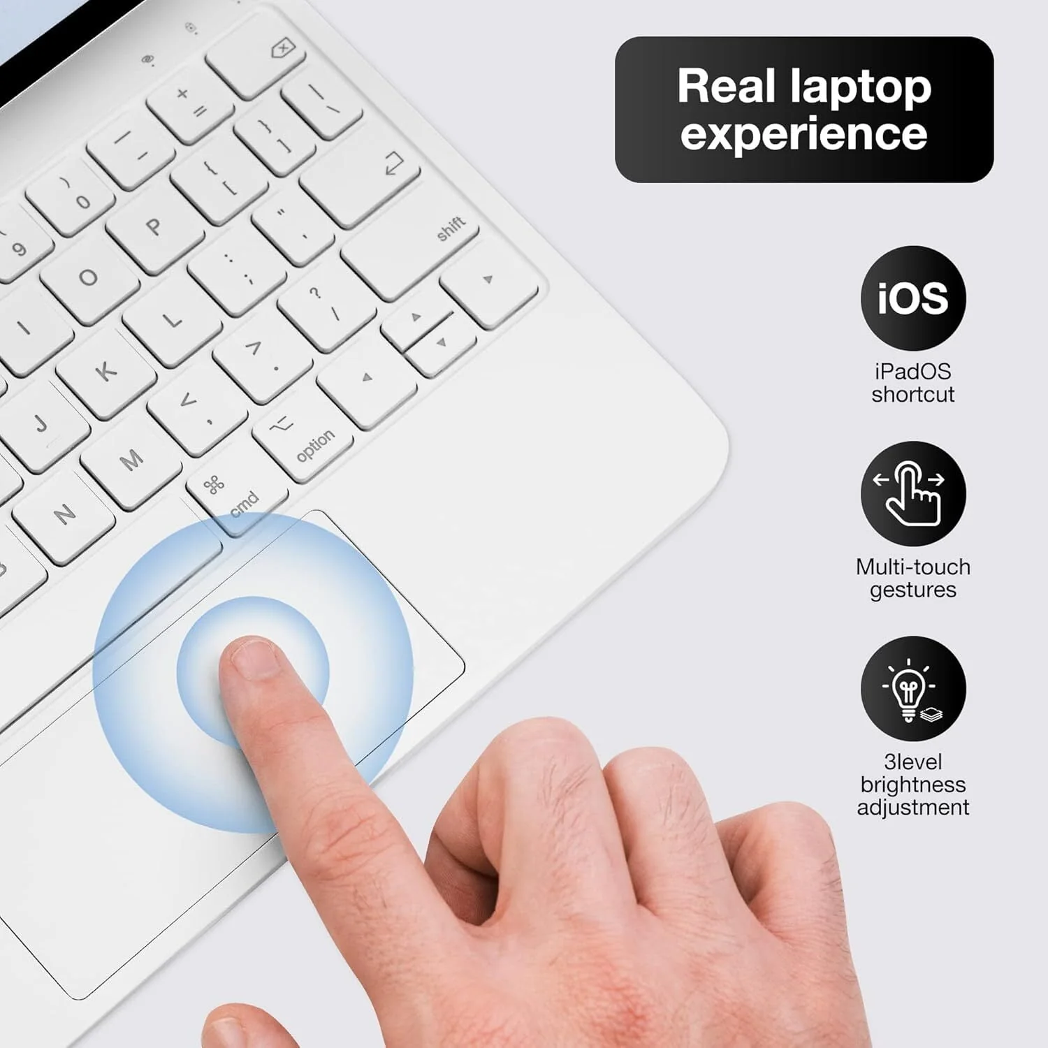 INI Magic Keyboard Case for iPad Pro 11-inch 2024, Magnetic Attachment, Multi-Touch Trackpad, Backlit Keyboard, White - Image 5