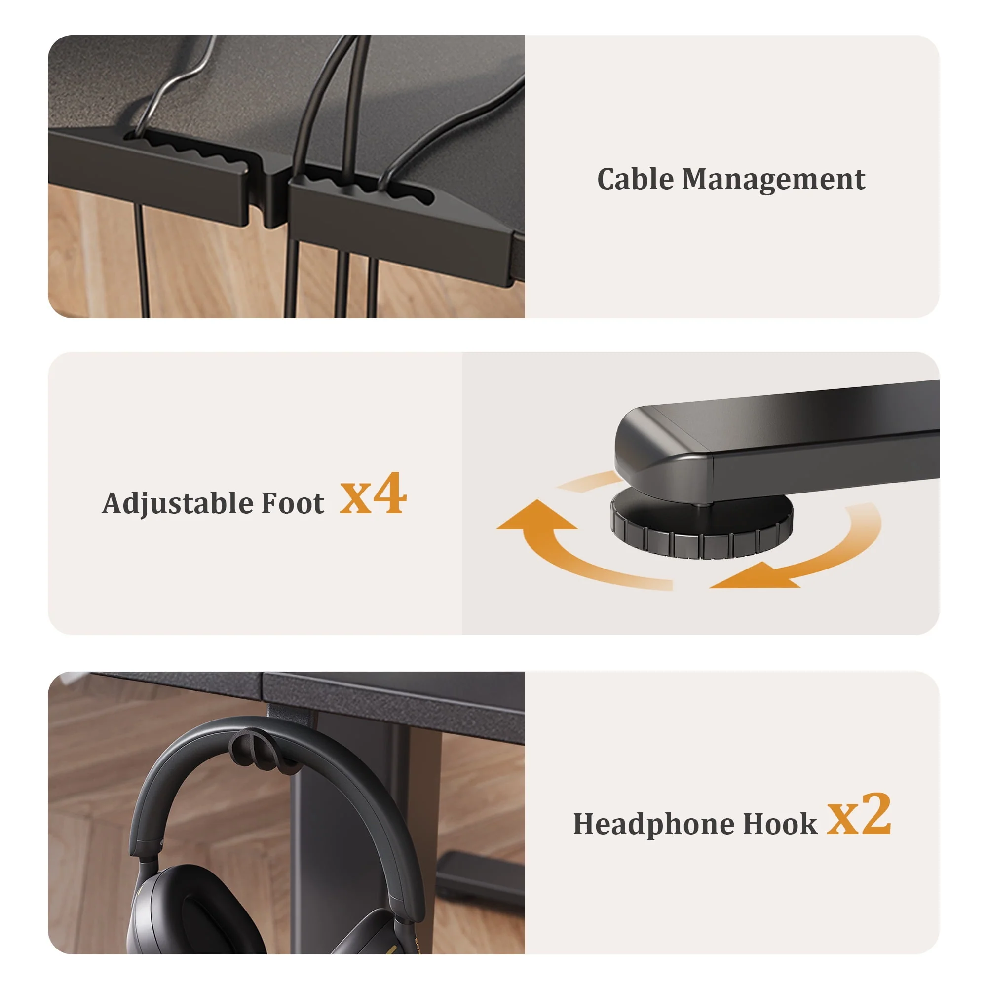 Innovar W-IV-SD-JZXDC Adjustable Height Standing Desk with Drawer, Black - Image 3