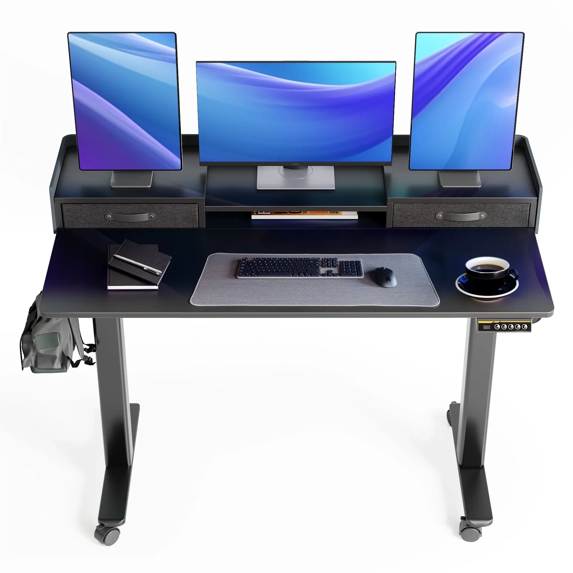 INNOVAR W-IV-SD-JZSS 48 inch Electric Standing Desk with 2 Drawers, Black