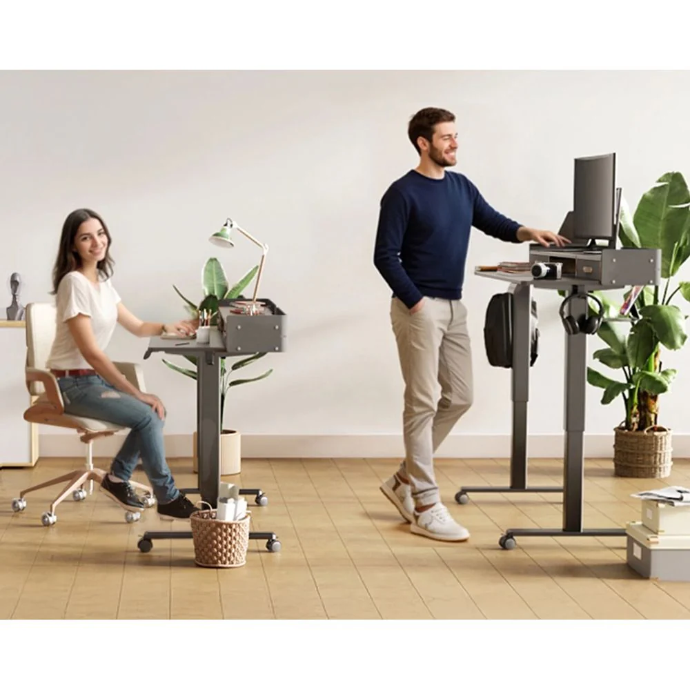 INNOVAR W-IV-SD-JZSS 48 inch Electric Standing Desk with 2 Drawers, Black - Image 3