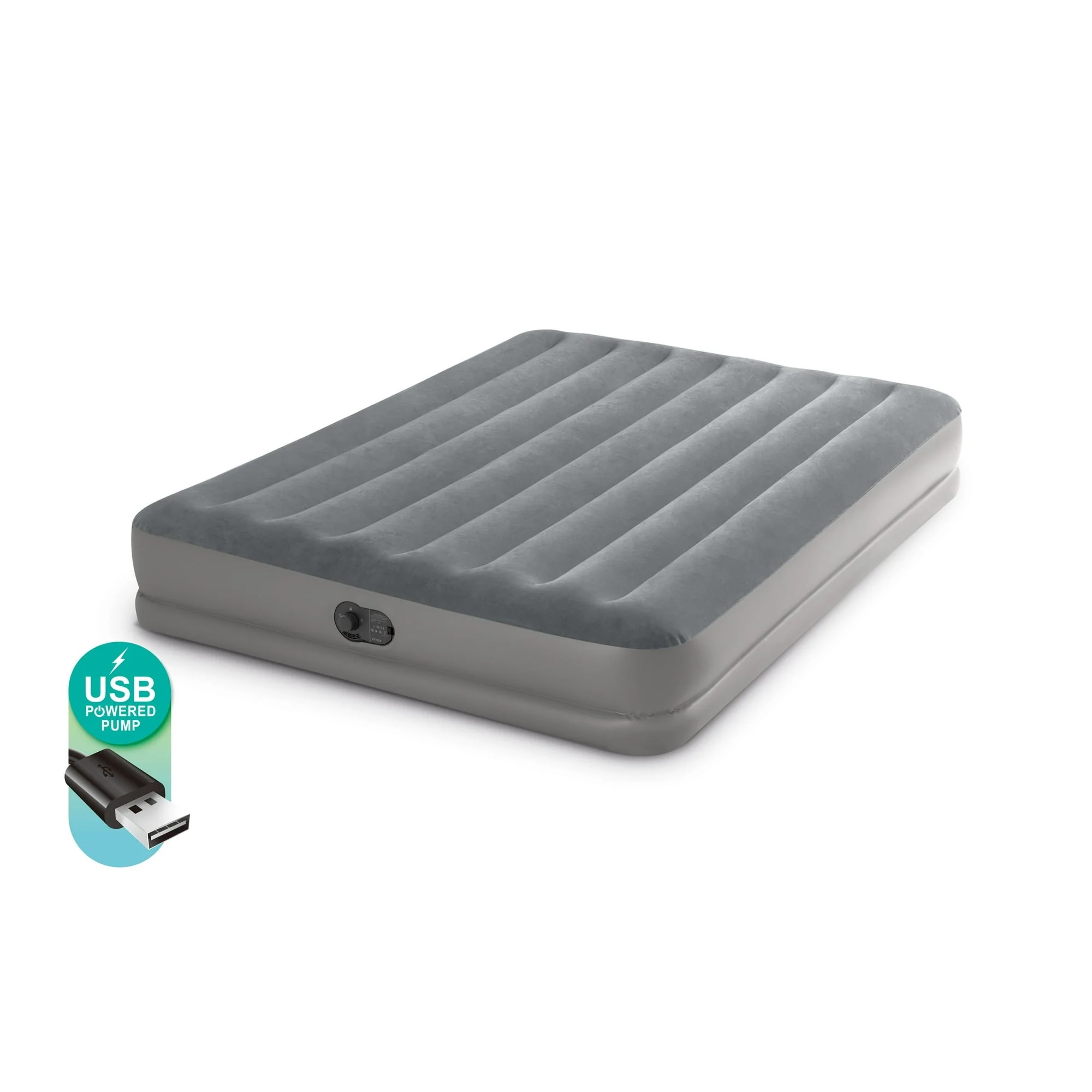 Intex 64114WL Queen 12" Dura-Beam Prestige Air Mattress with USB Powered Pump