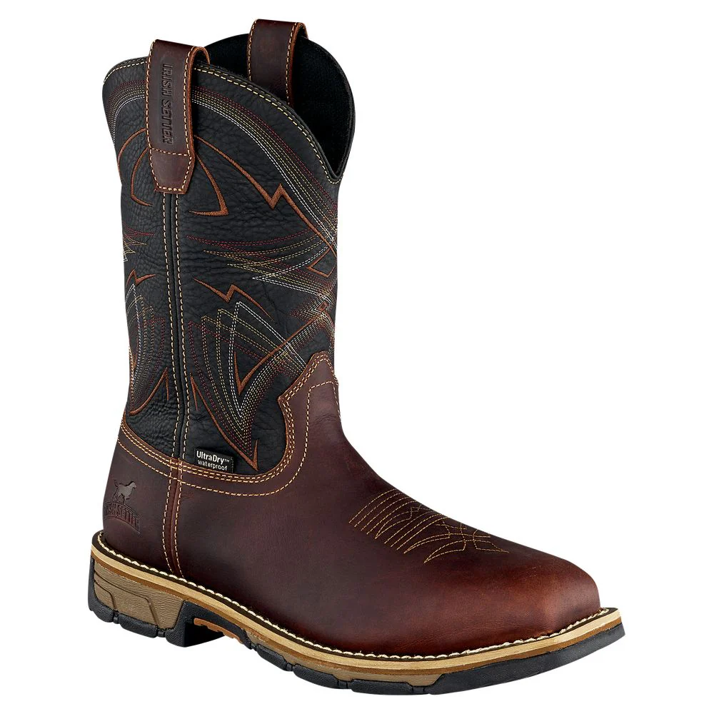 Irish Setter 83938D 115 Marshall Waterproof Square Steel Toe Western Work Boots for Men - Brown/Black - 11.5M