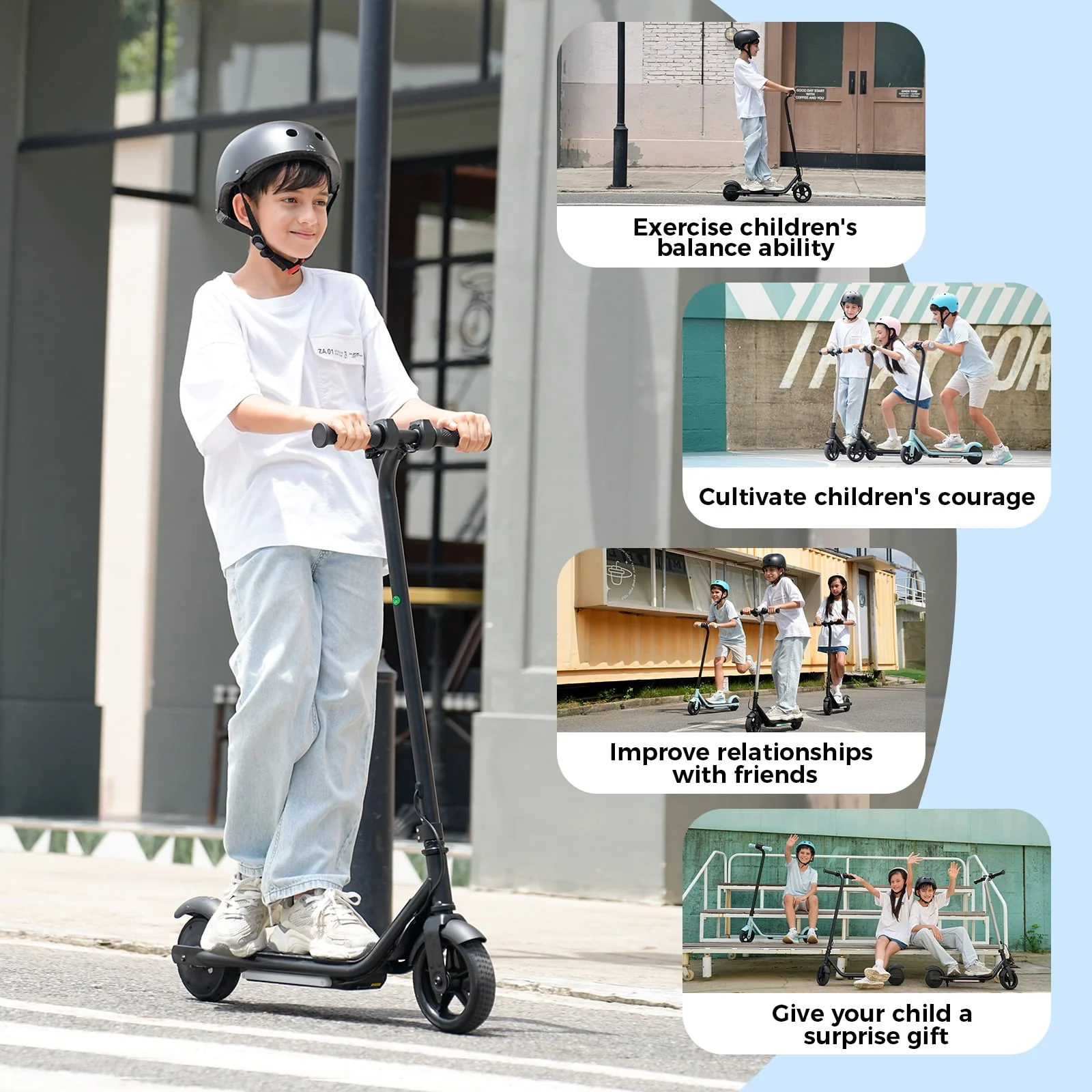 iScooter Electric Scooter for Teens Kids 6-10, 150W Kids Escooter with Pedal Breathing Light & 6 / 10 MPH for Boys Girls Black - Image 3
