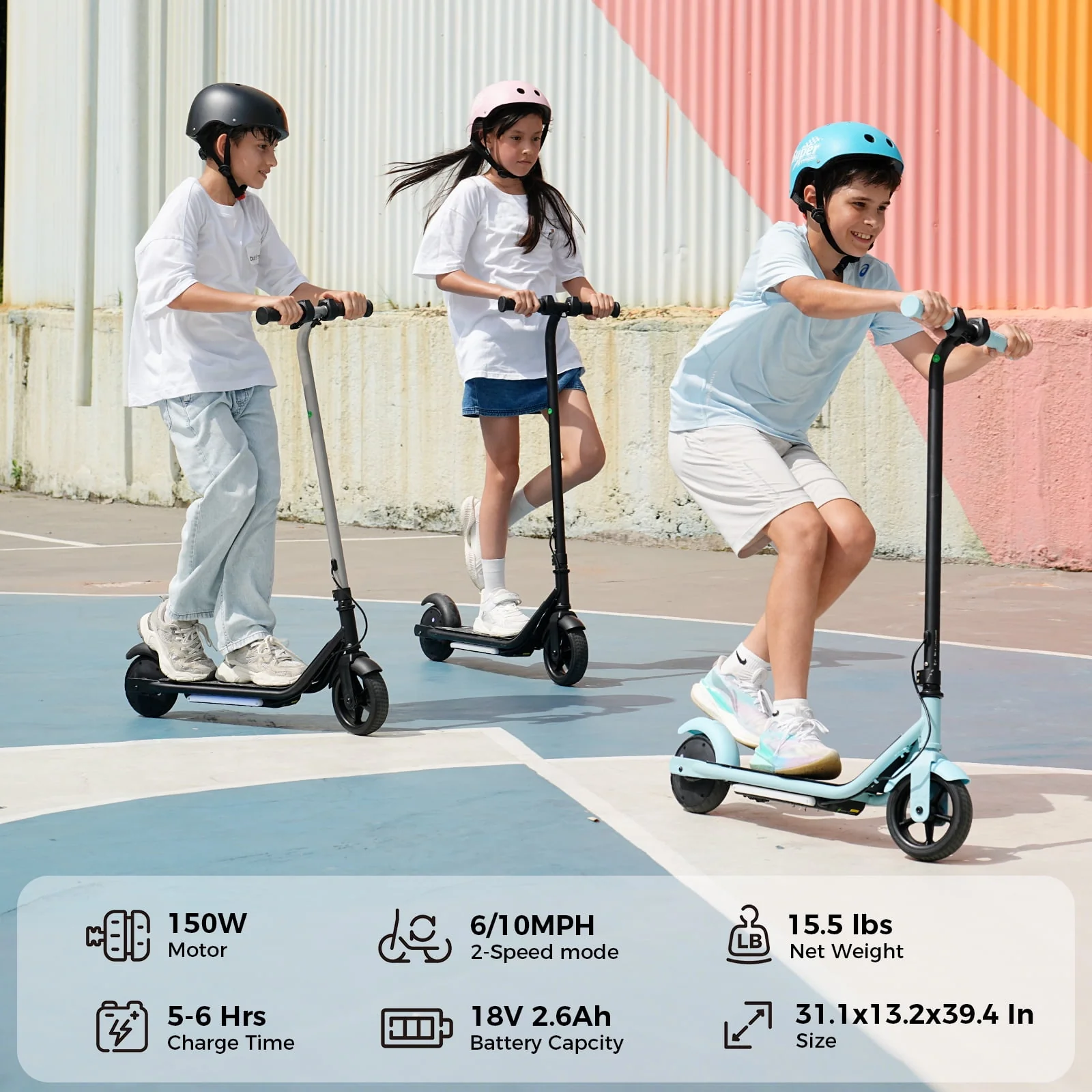iScooter Electric Scooter for Teens Kids 6-10, 150W Kids Escooter with Pedal Breathing Light & 6 / 10 MPH for Boys Girls Black - Image 4