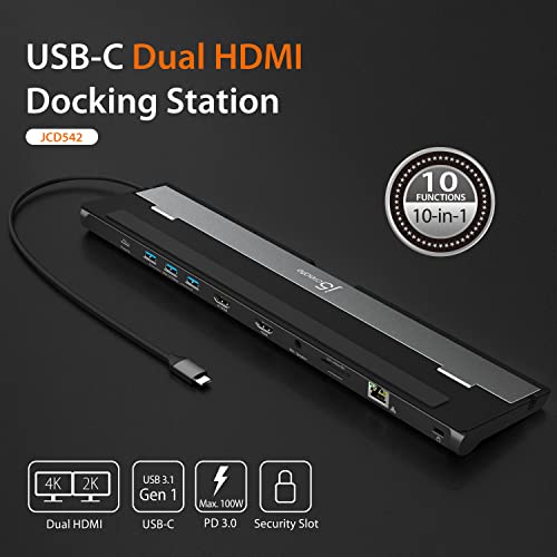 j5create JCD542 USB-C Dual HDMI Docking Station - Image 2