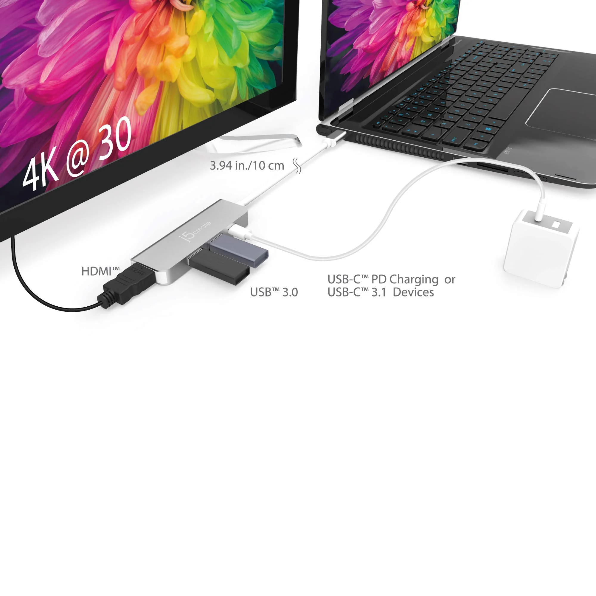 j5create USB-C to HDMI & USB 3.1 2-Port with Power Delivery JCD371 - Image 6