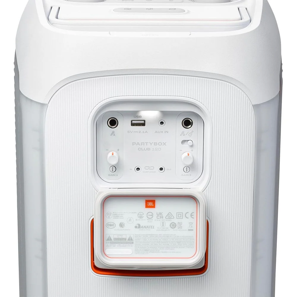 JBL JBLPBCLUB120SWAM PartyBox Club 120 Portable Party Speaker with Foldable Handle, White - Image 2