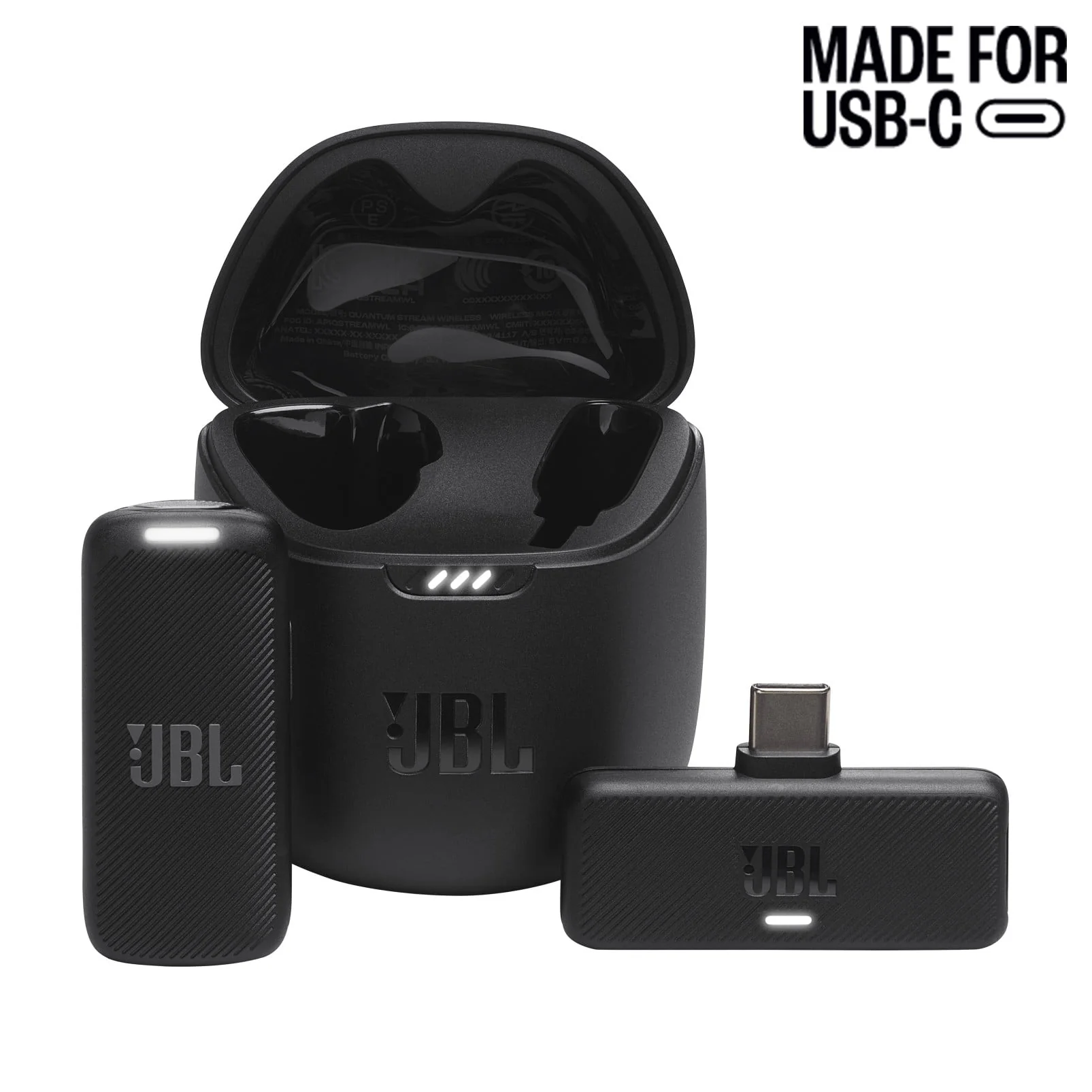 JBL Quantum Stream Wireless USB-C Wearable Streaming Microphone, Omnidirectional, 24 Hours Recording Time, Adjustable Mic Gain, Noise Cancellation, Windscreen Included