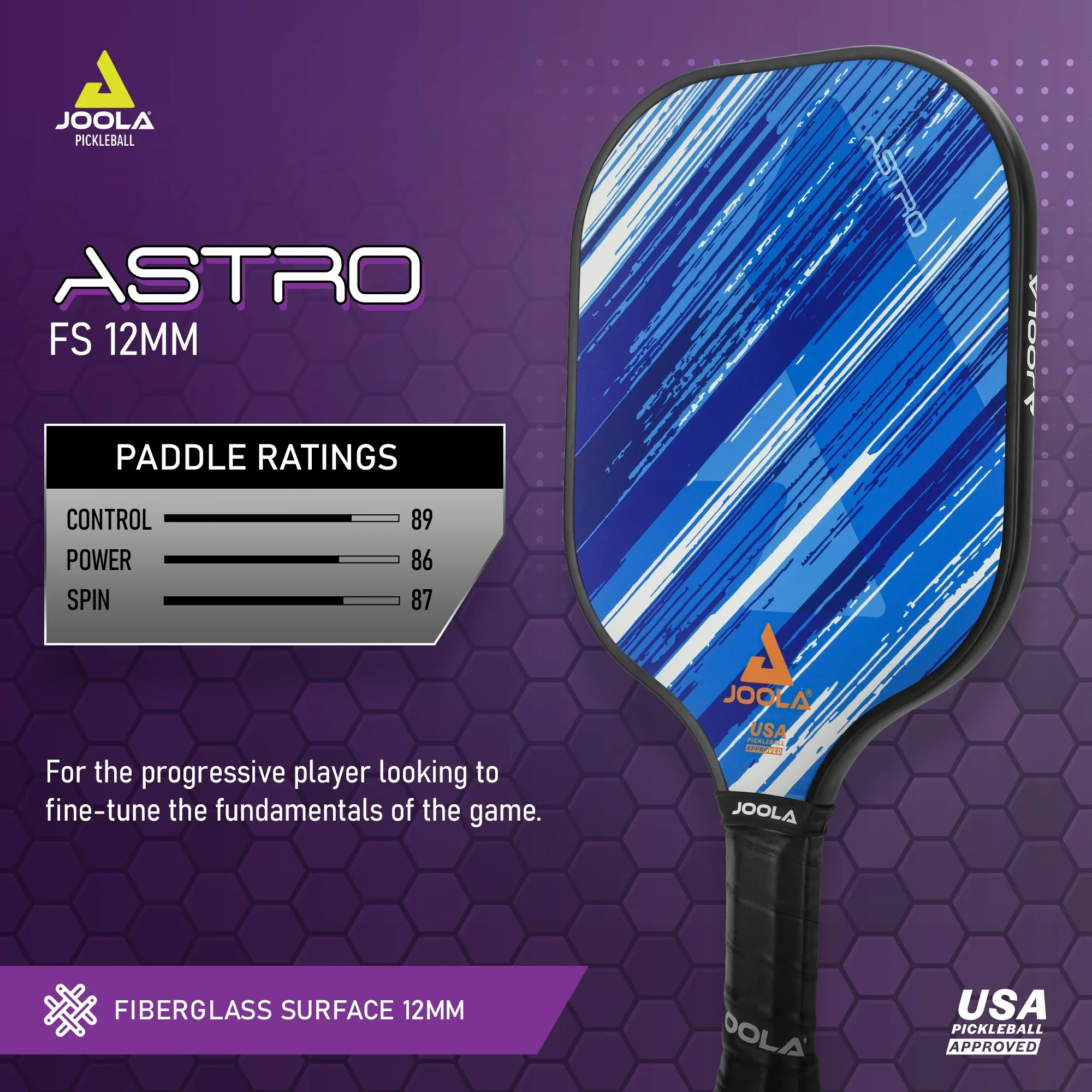 JOOLA 18363 Astro Fiberglass Pickleball Paddle for Intermediate and Beginner Players, Blue - Image 2