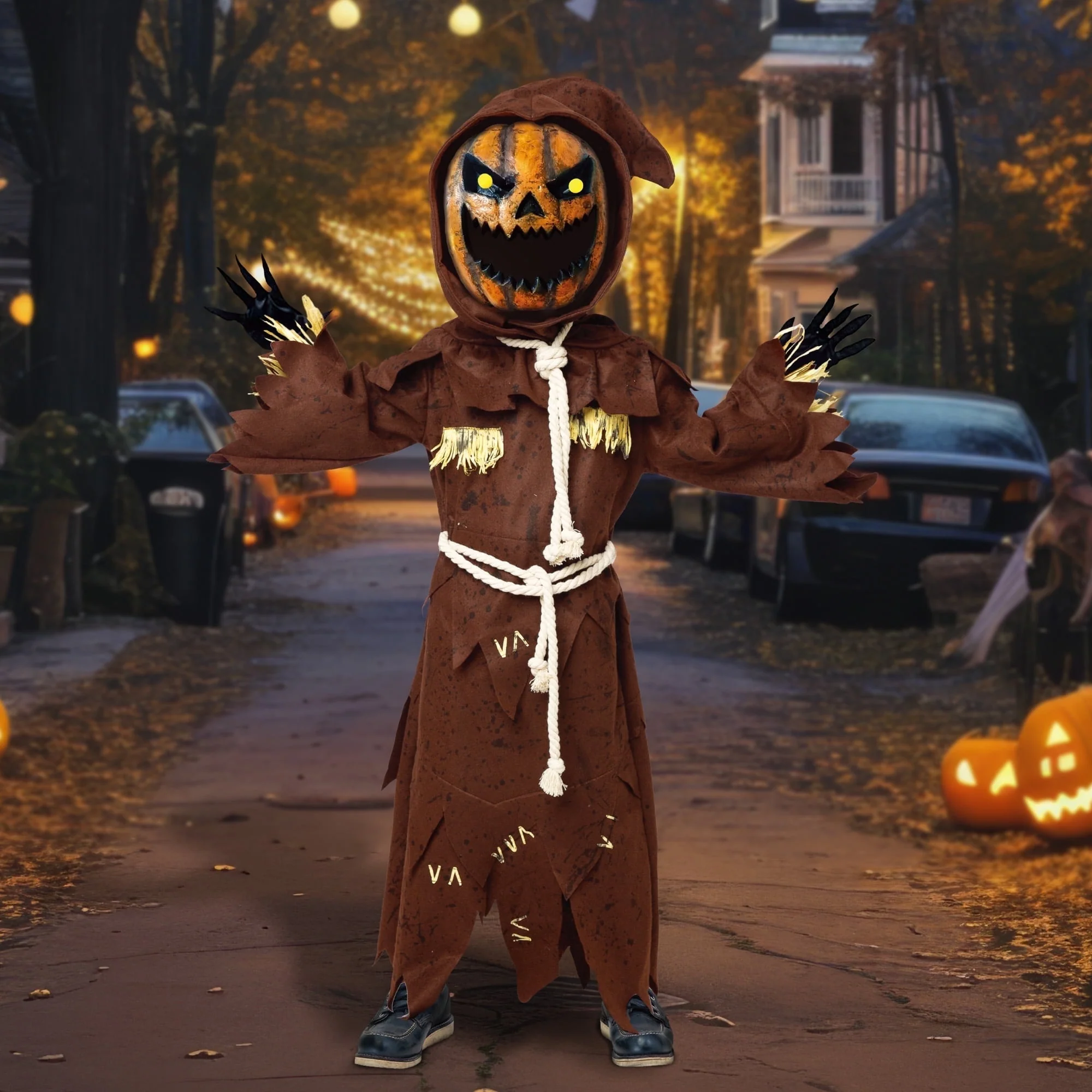 Joyfy 20201-S-WM Scary Scarecrow Pumpkin Costume for Kids - Image 5