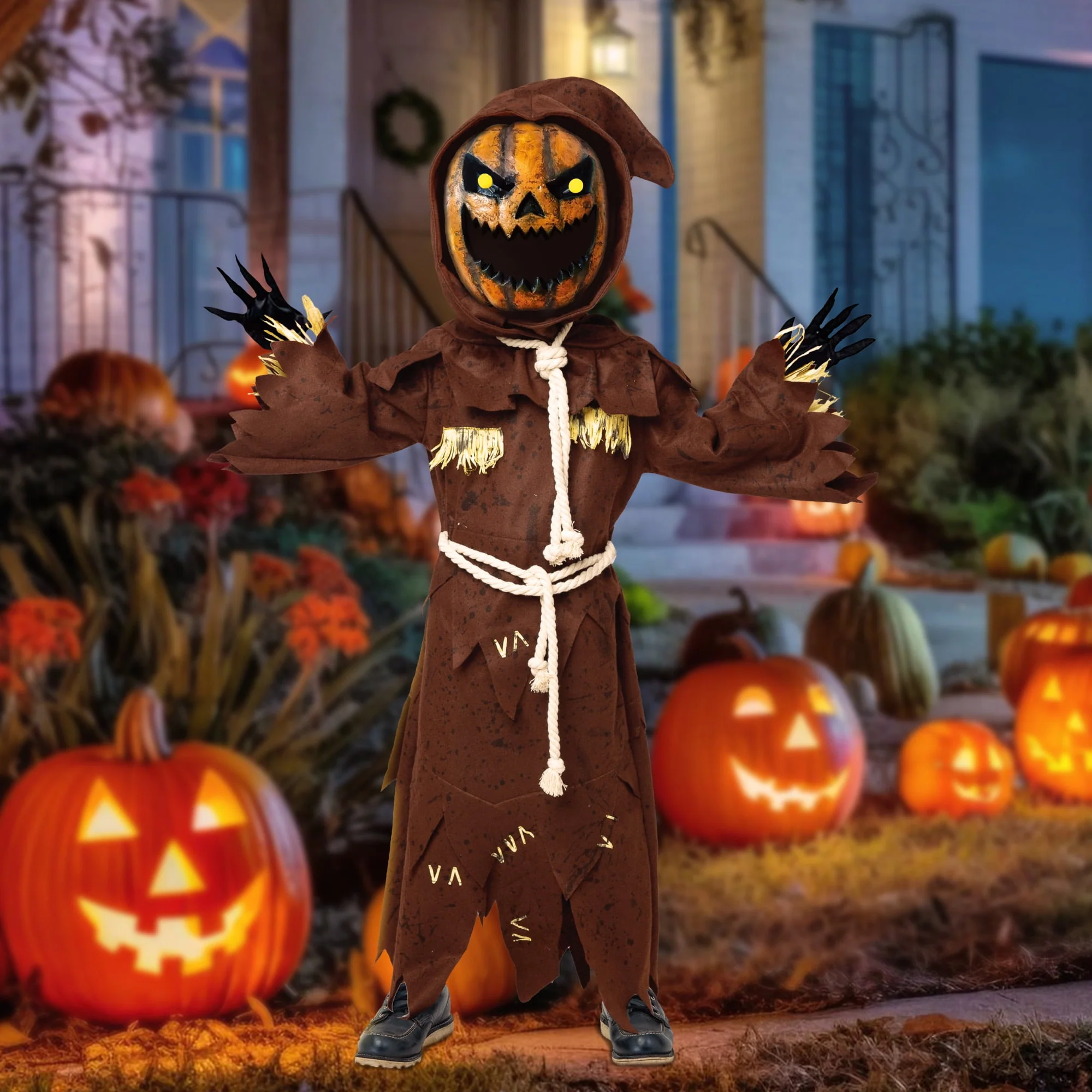 Joyfy 20201-S-WM Scary Scarecrow Pumpkin Costume for Kids - Image 6