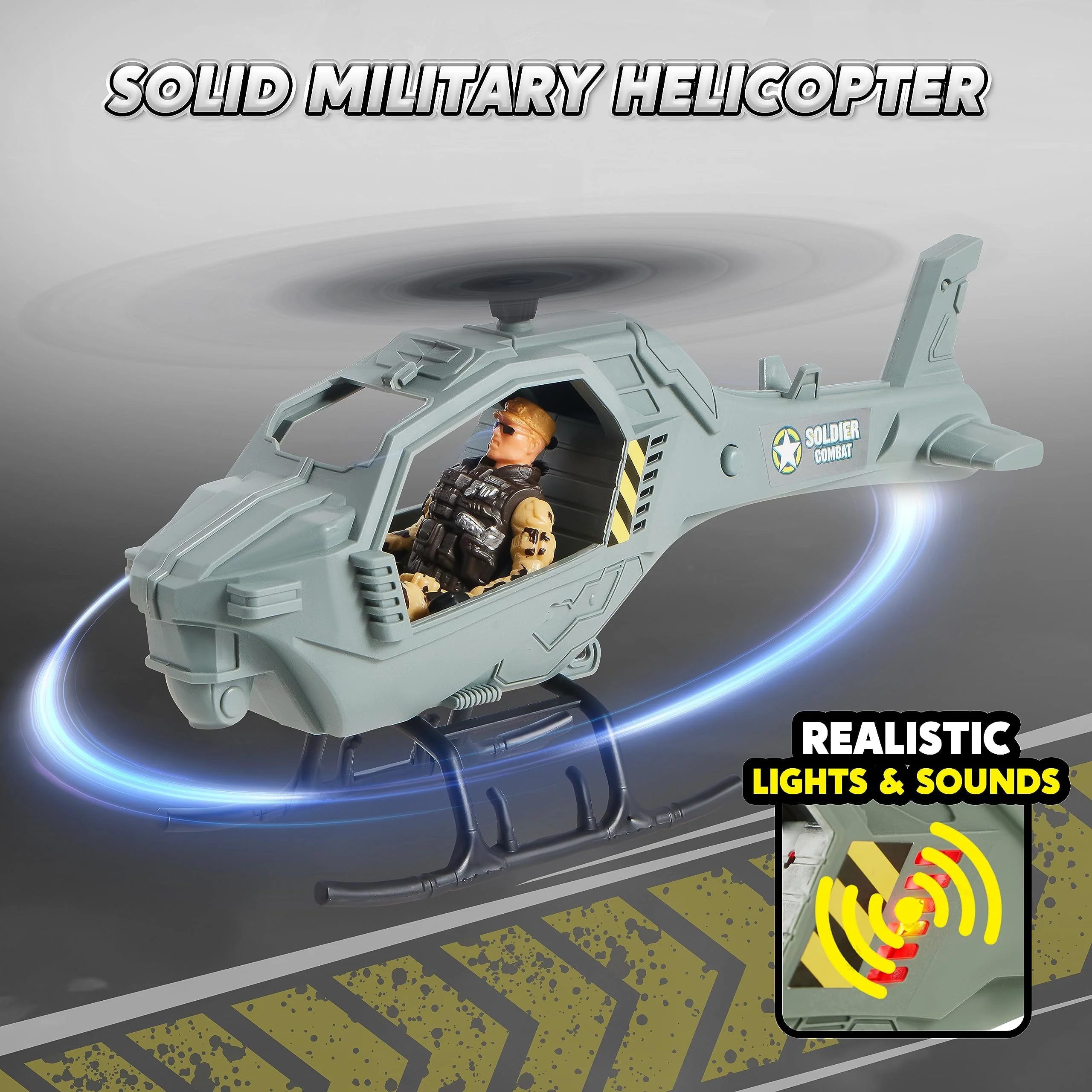 Joyfy Military Base Toys Set, 26pcs Army Men Action Figures, Vehicles, Weapons, Transport Helicopter with Lights and Sounds, Durable Non-Toxic ABS Plastic - Image 6