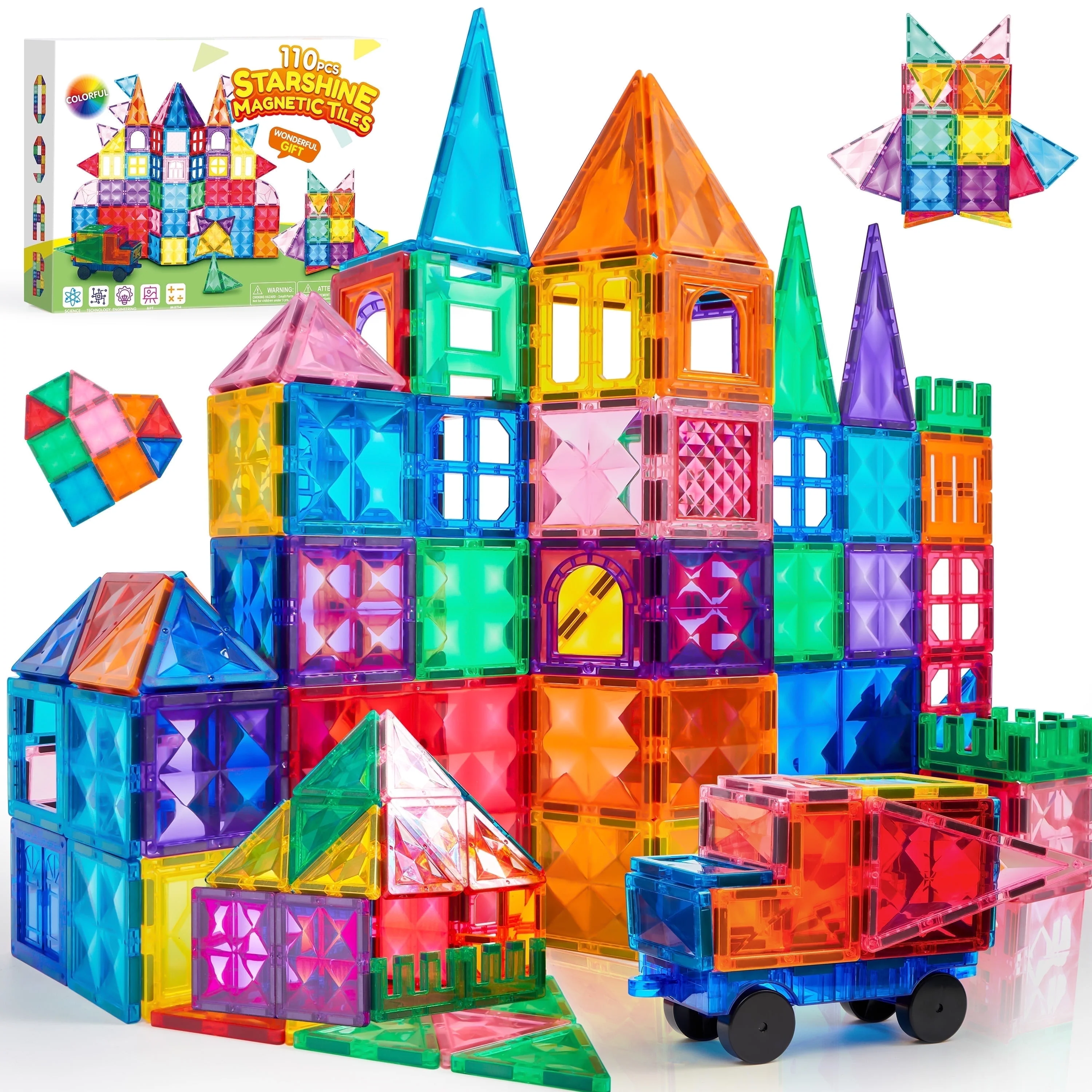 Joyfy 110 Pcs Starshine Magnetic Tiles Set